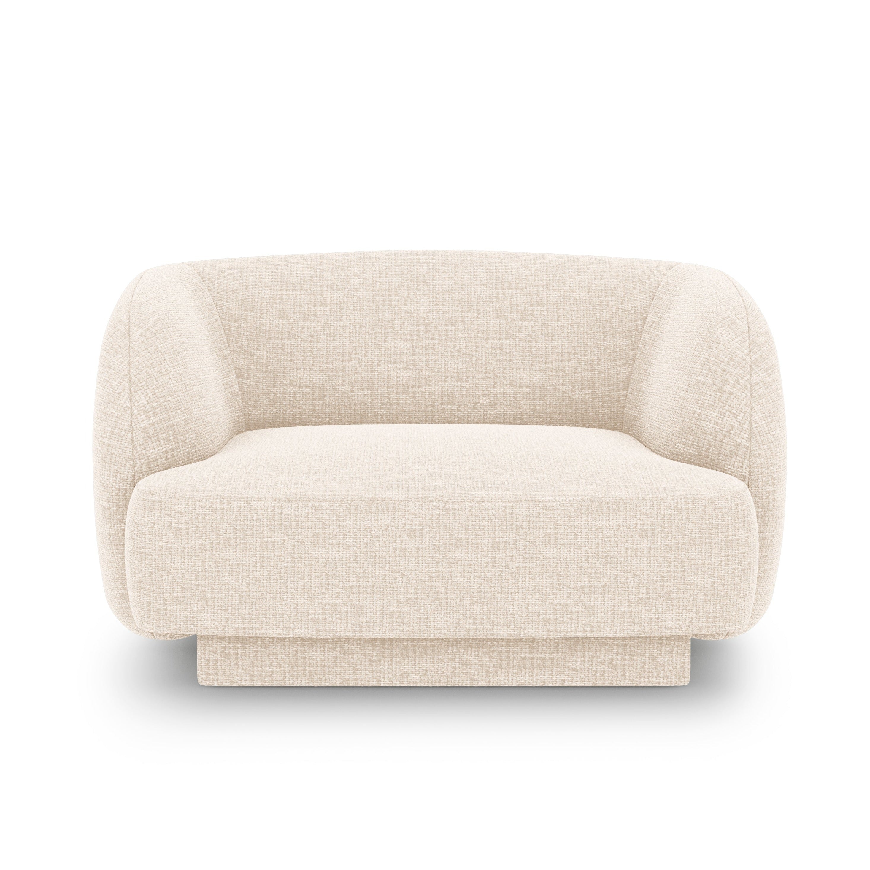 Fotel w tkaninie szenilowej MILEY jasnobeżowy Micadoni Eye on Design