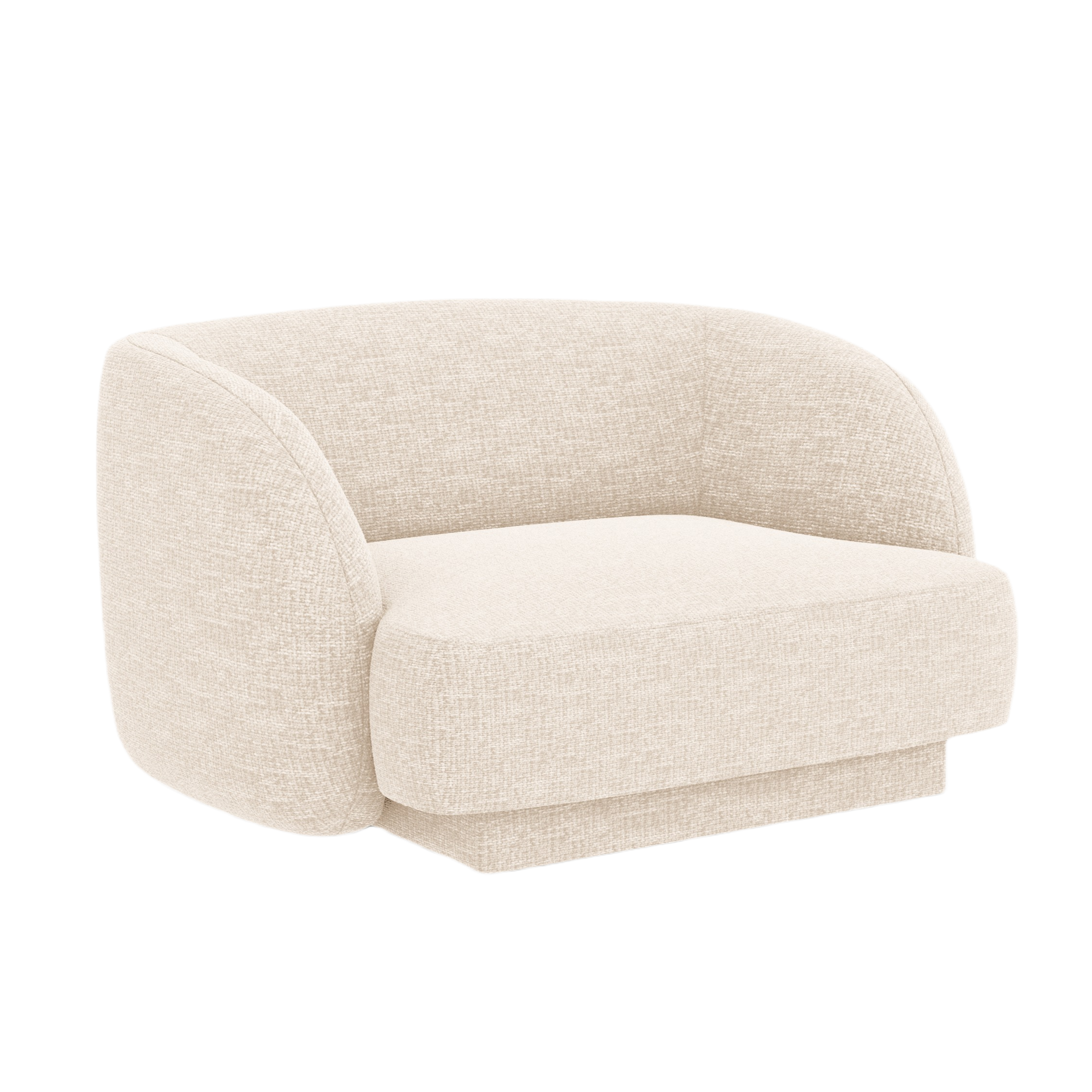 MILEY Armchair in Light Beige Silky Chenille