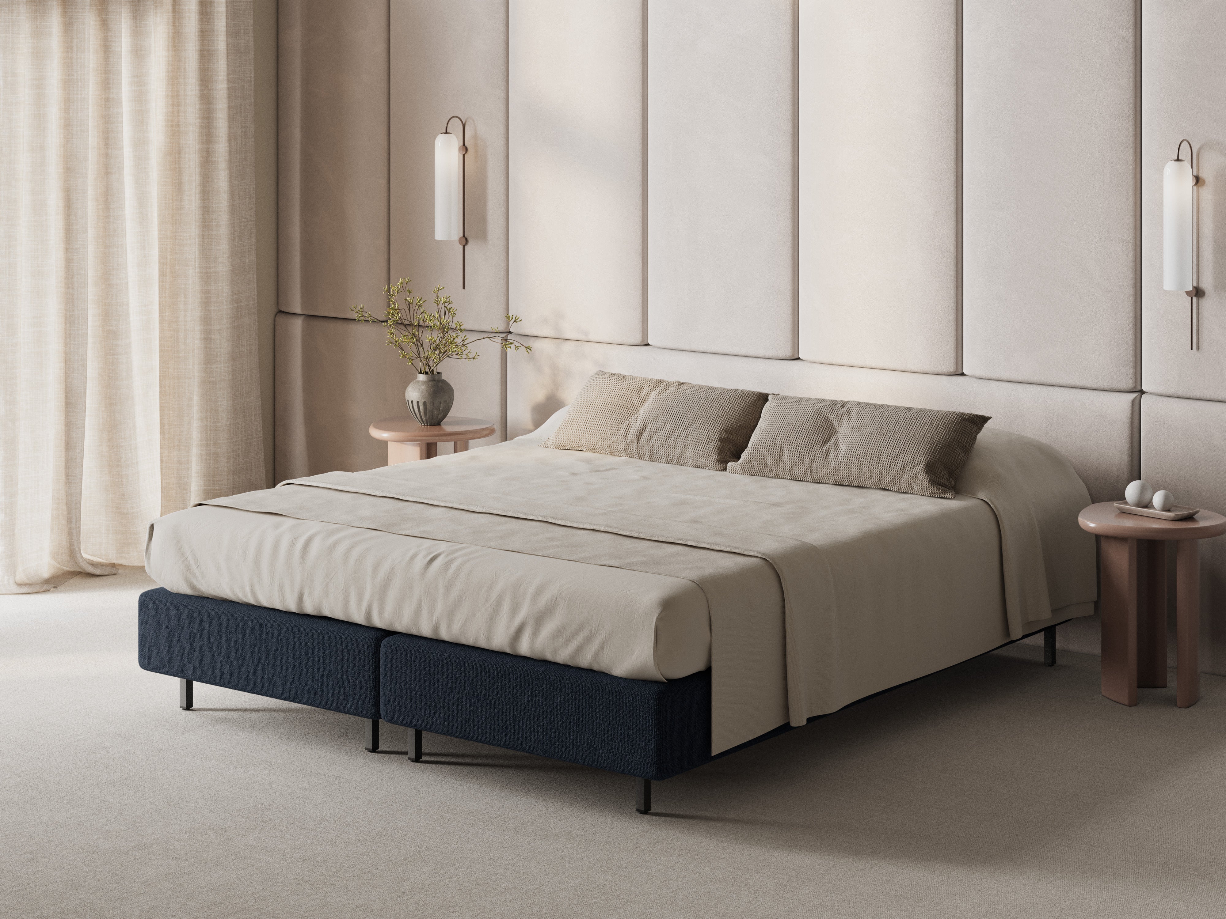 WHALE Bed Sea Blue Chenille