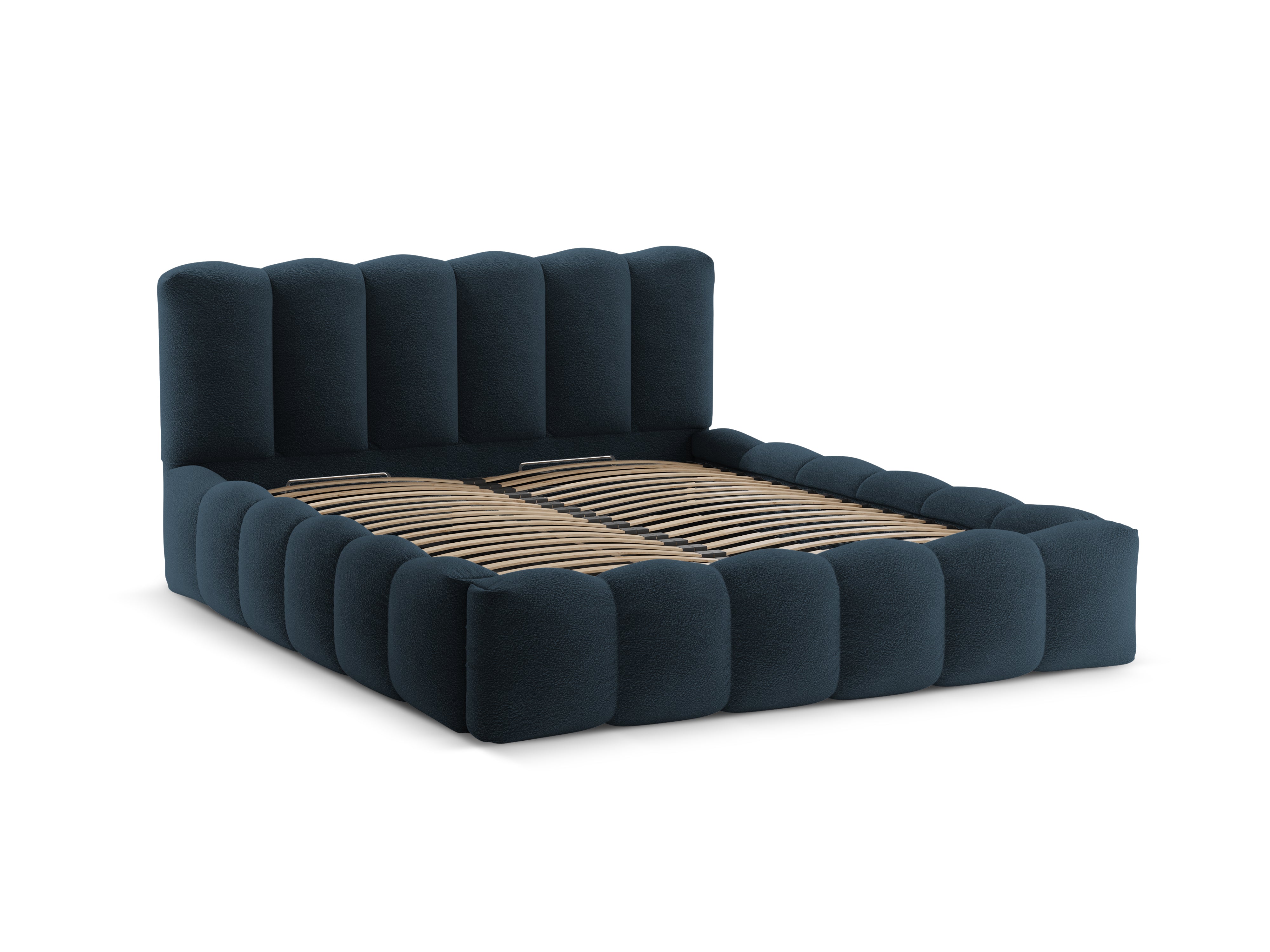 Posteľ s úložným priestorom LUPINE tmavomodrý boucle