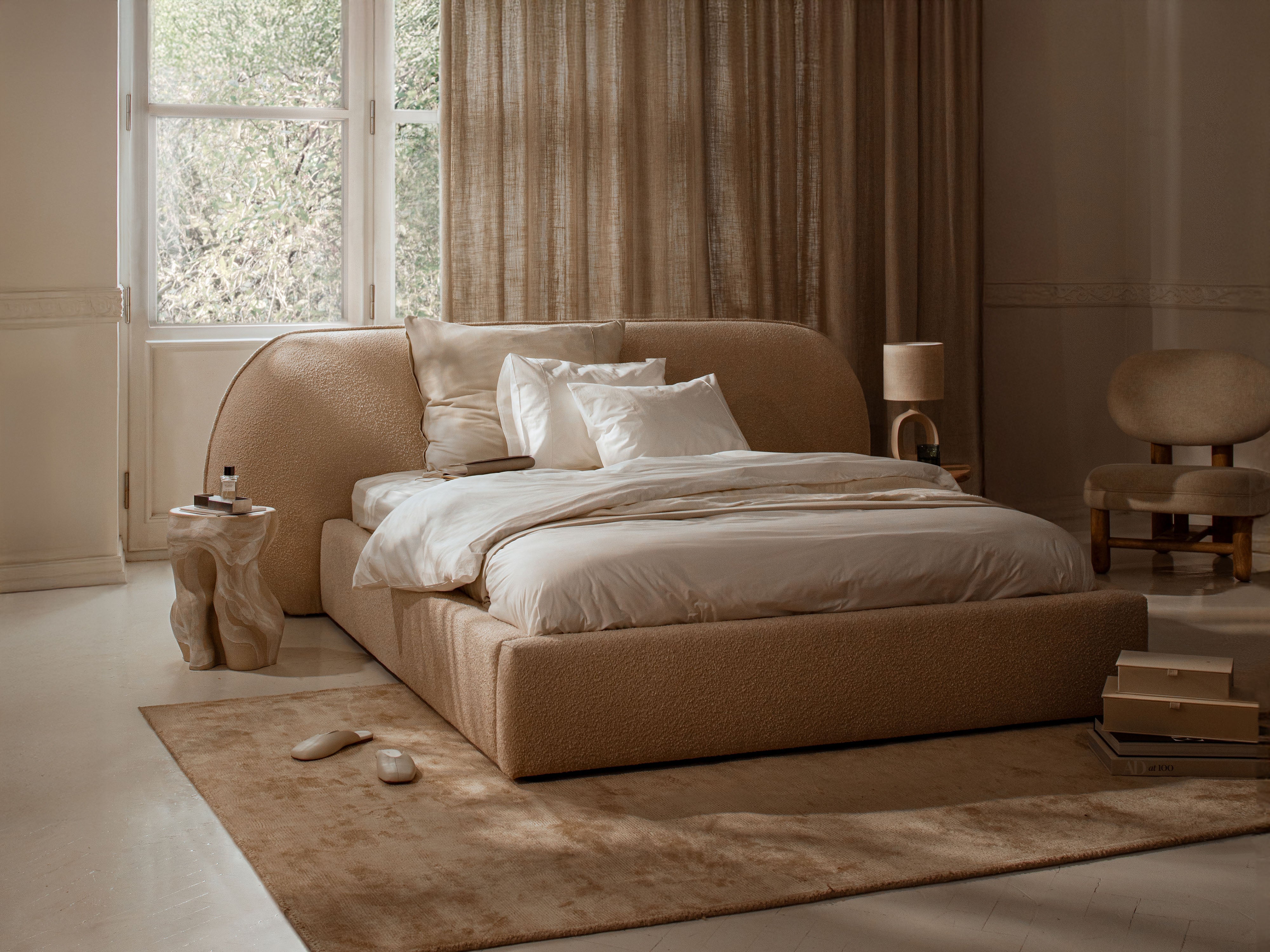 OVALO Bed White Boucle