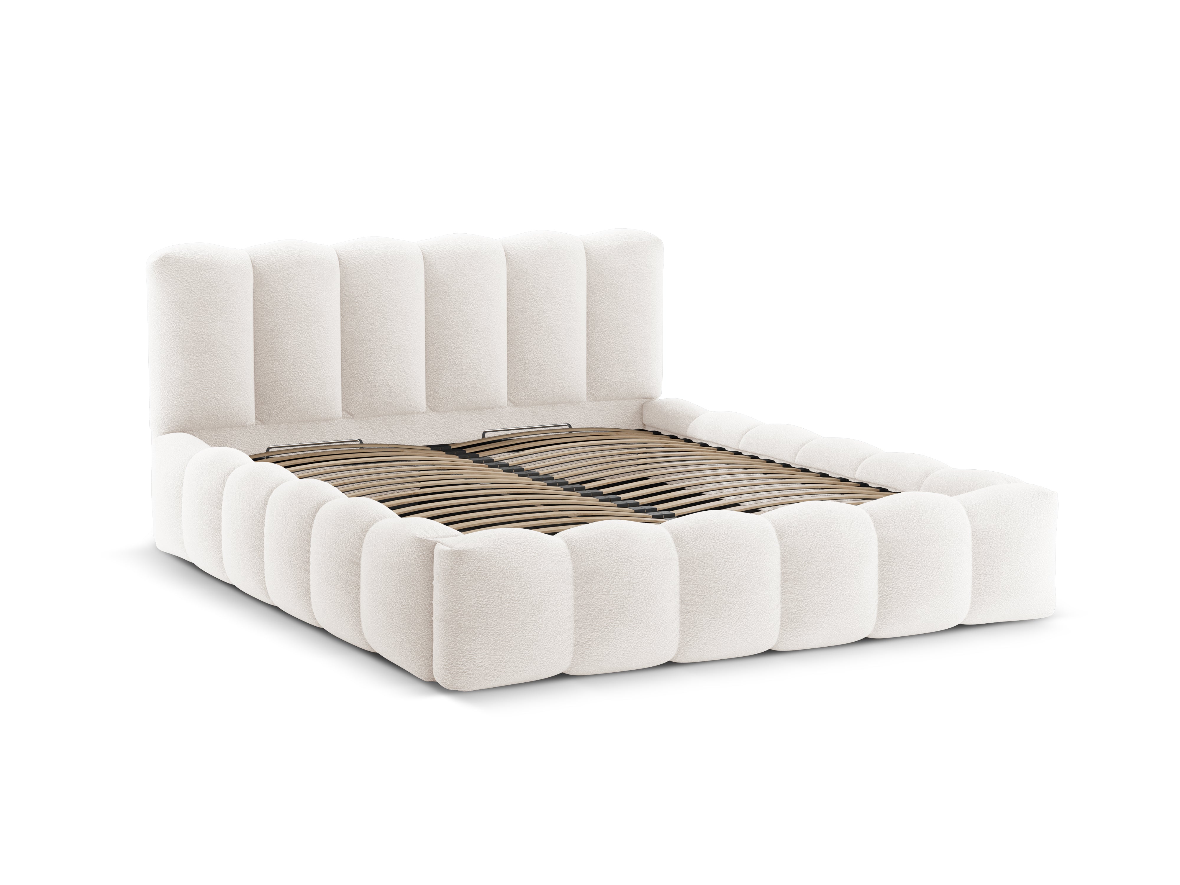 Posteľ s úložným priestorom LUPINE biely boucle