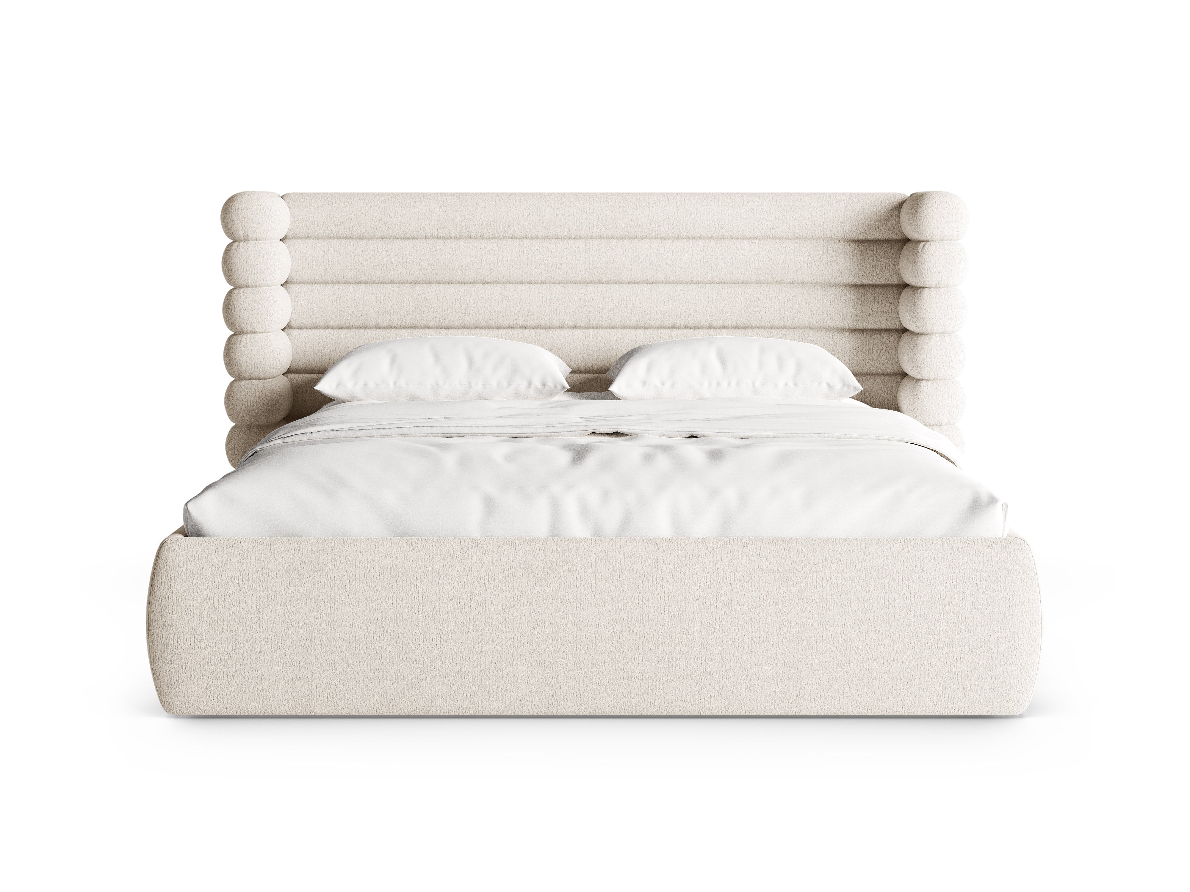 MOUNT bed in light beige boucle