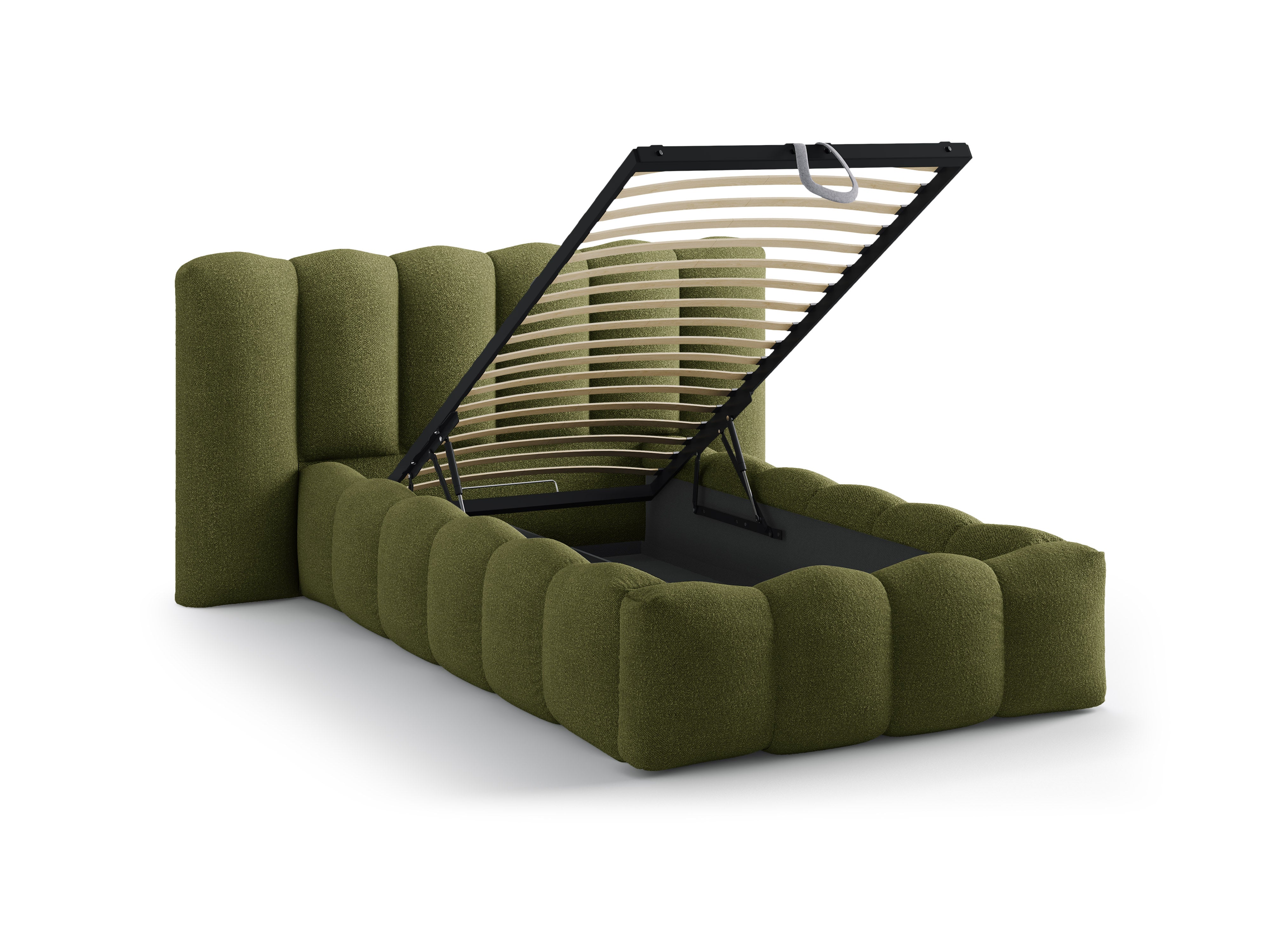 LUPINE Bed in Dark Olive Green Boucle