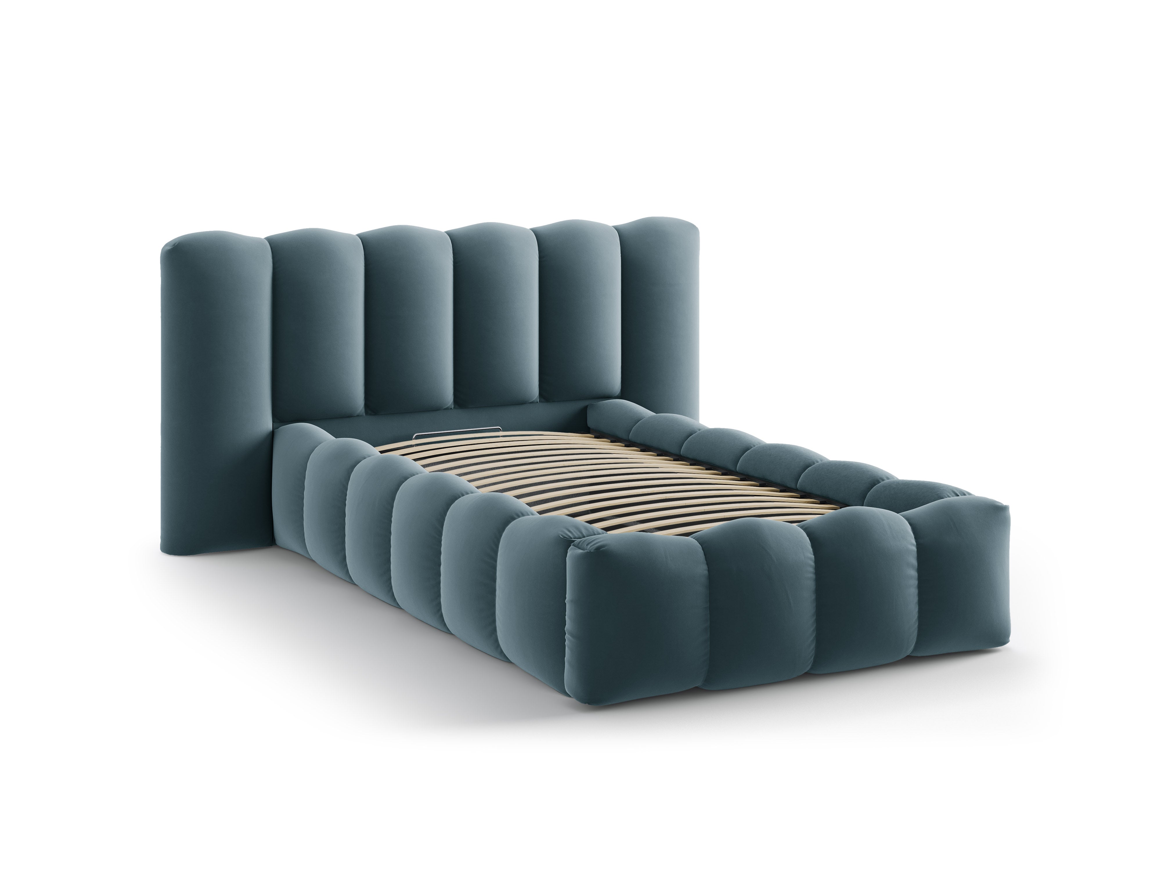 Sametová posteľ LUPINE modrá