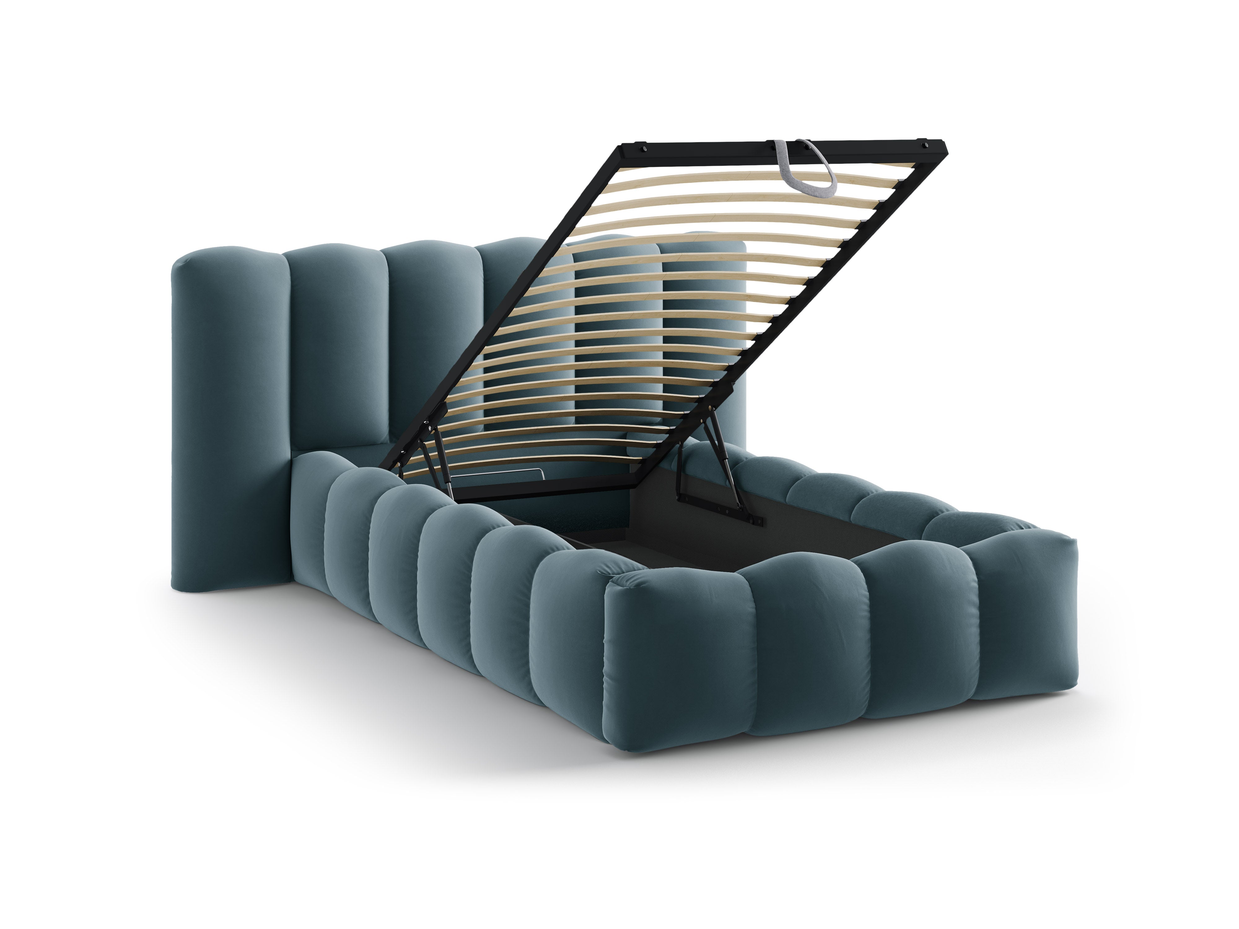 Sametová posteľ LUPINE modrá