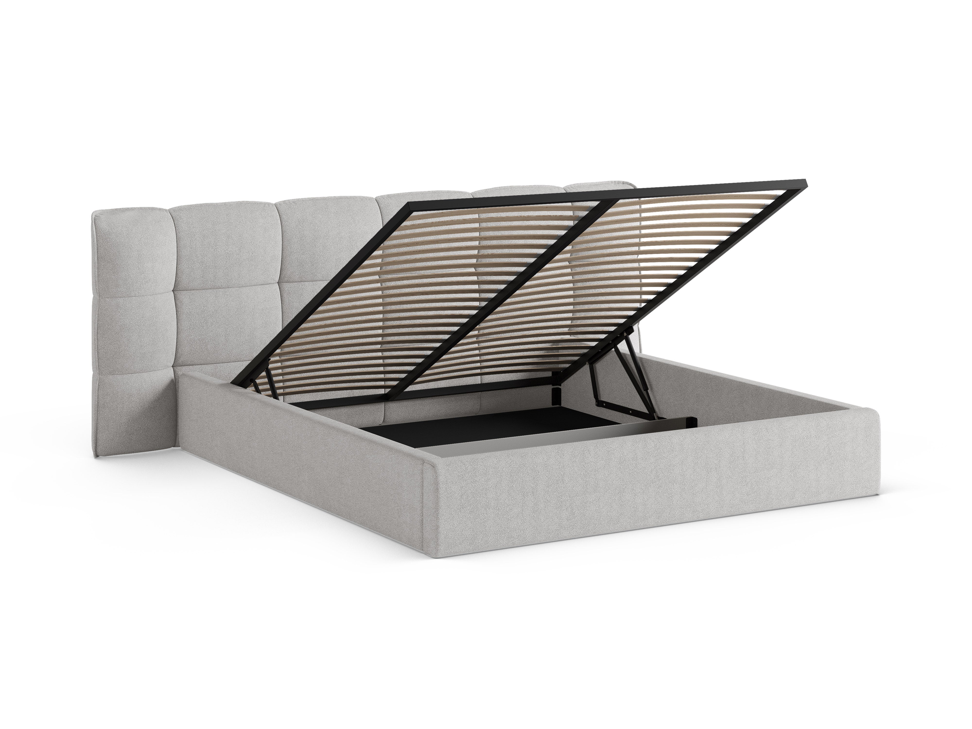 ERIC Bed with Storage in Light Gray Boucle