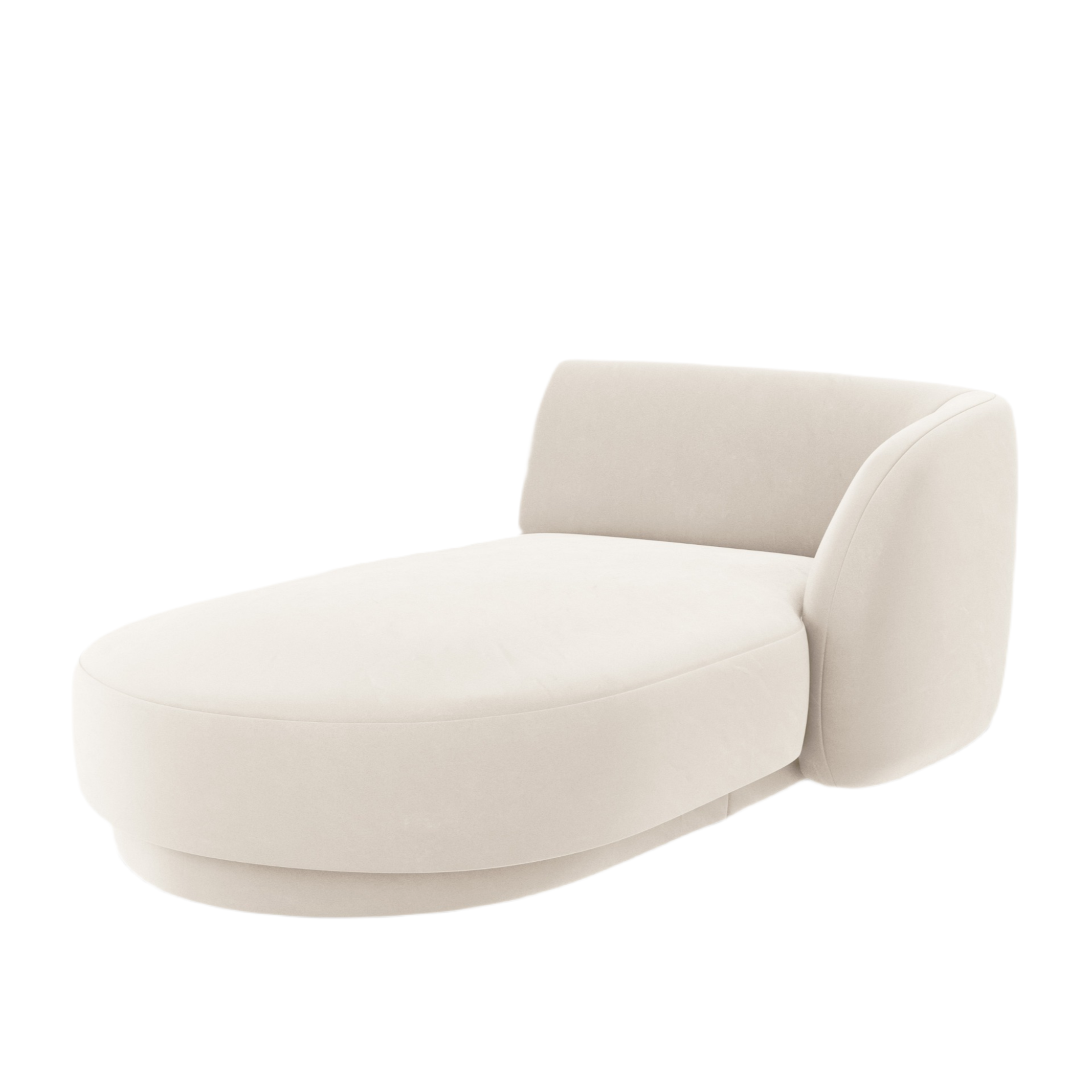 Right-facing velvet chaise longue MILEY light beige