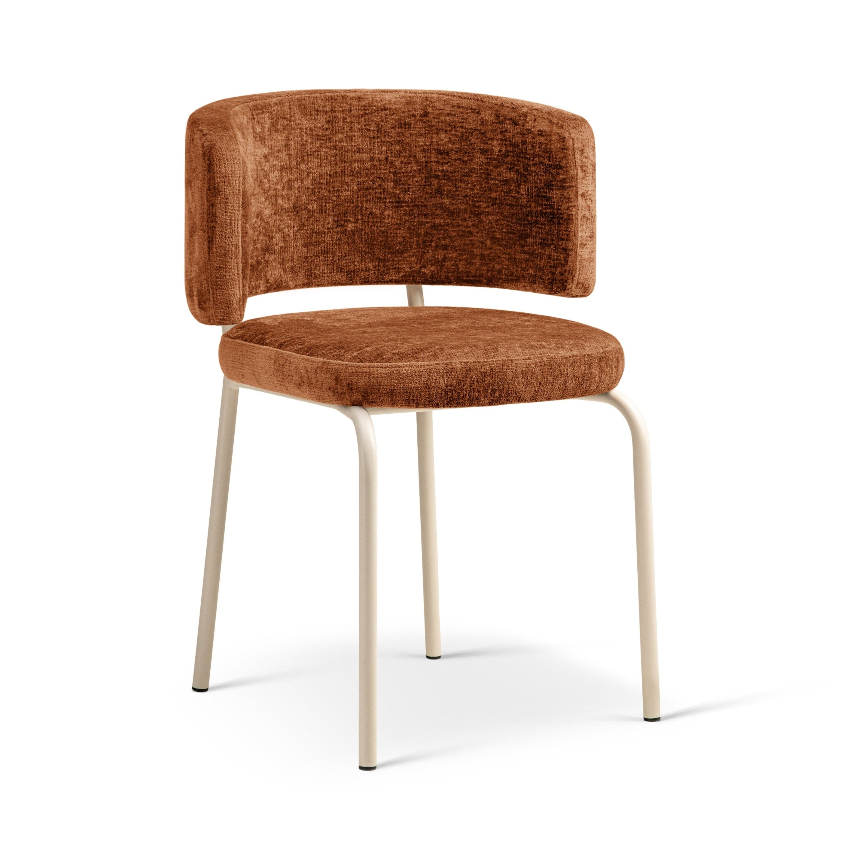 DORA Terracotta Chenille Chair with Beige Base