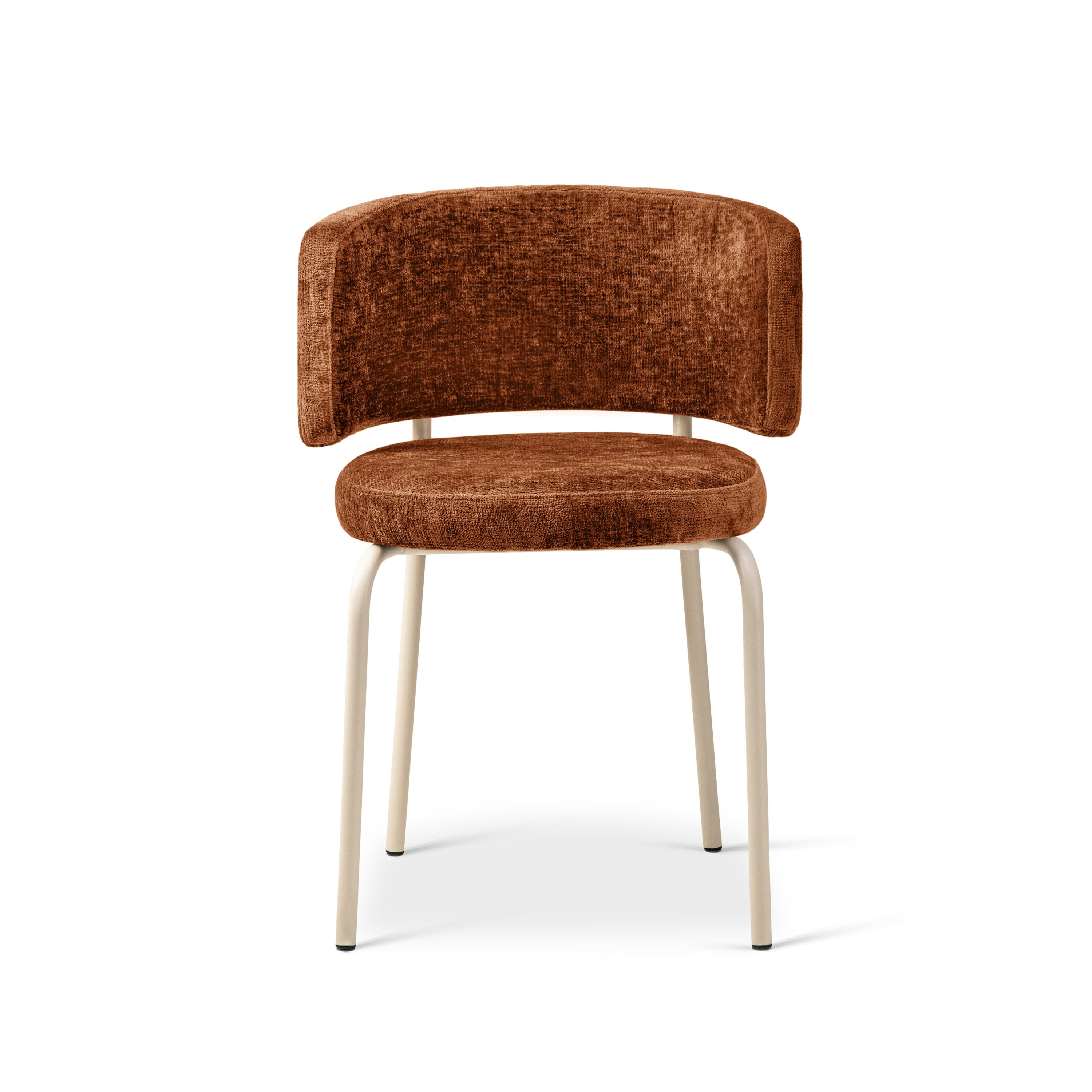DORA Terracotta Chenille Chair with Beige Base