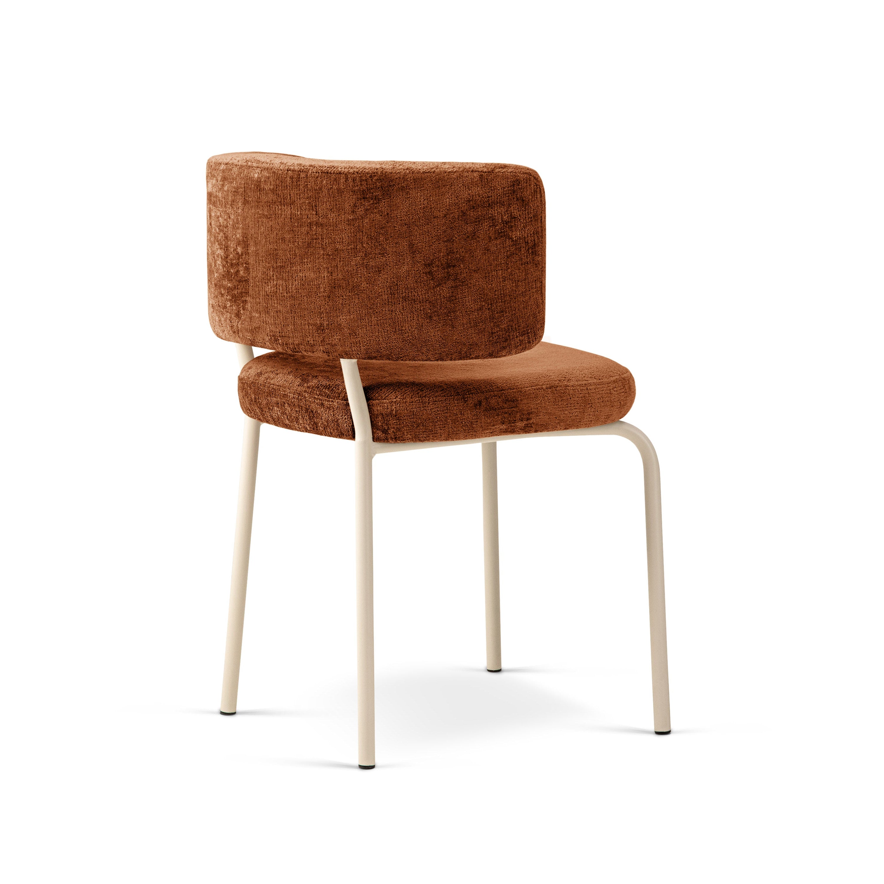 DORA Terracotta Chenille Chair with Beige Base