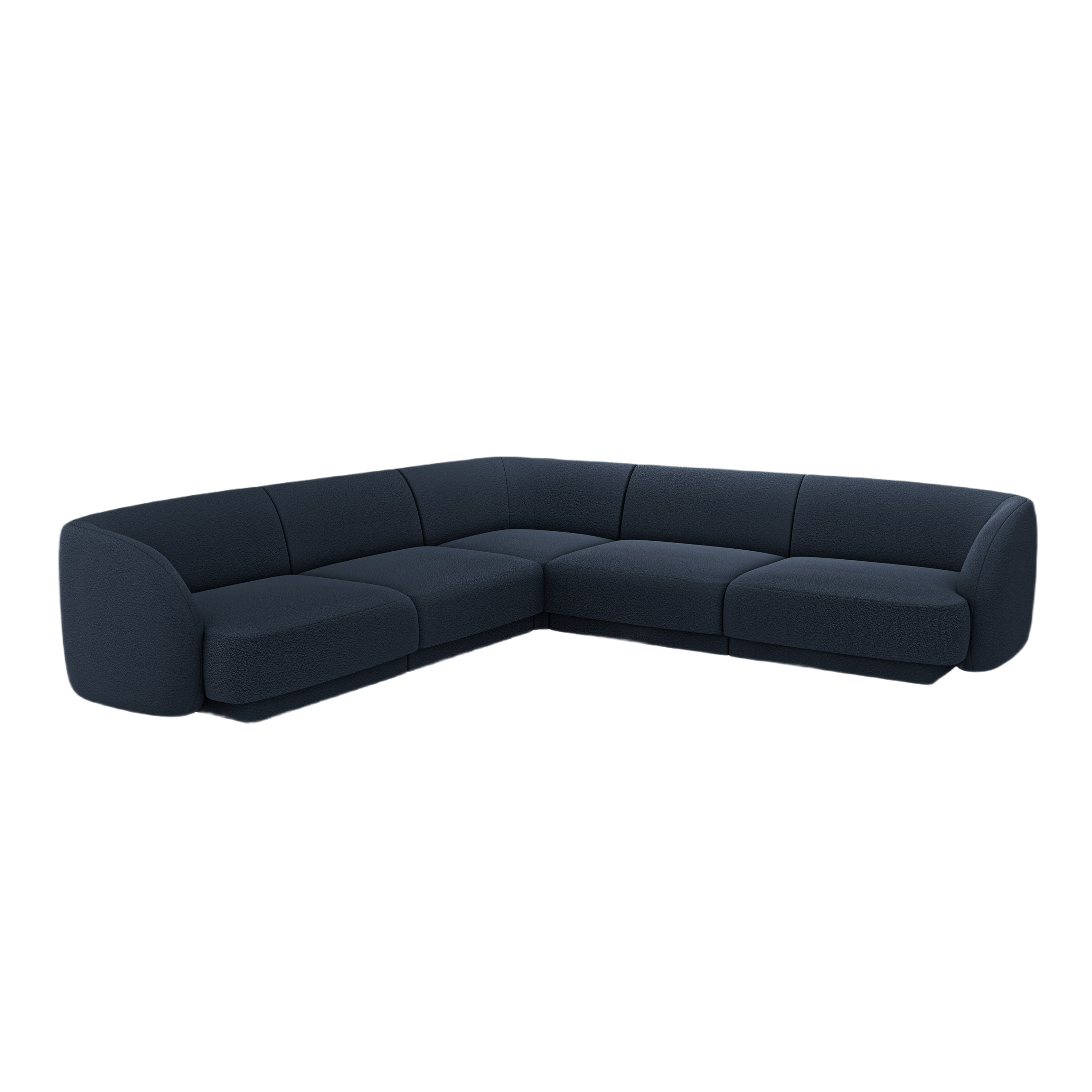 Symmetrical 5-Seater Corner Sofa MILEY Dark Blue Boucle