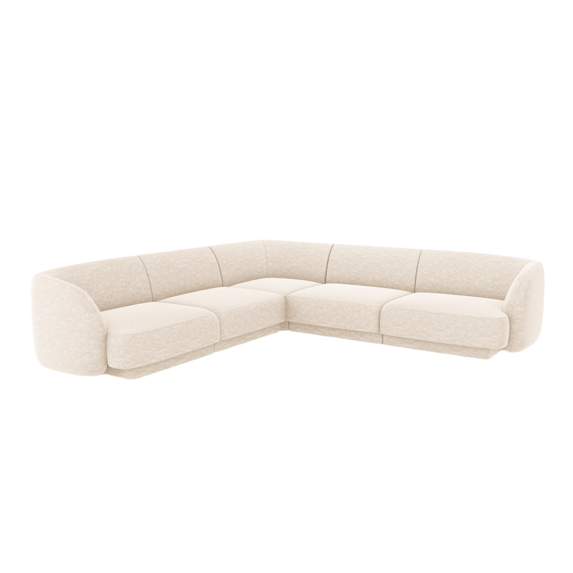 Symmetrical 5-Seater Corner Sofa MILEY Ivory Chenille