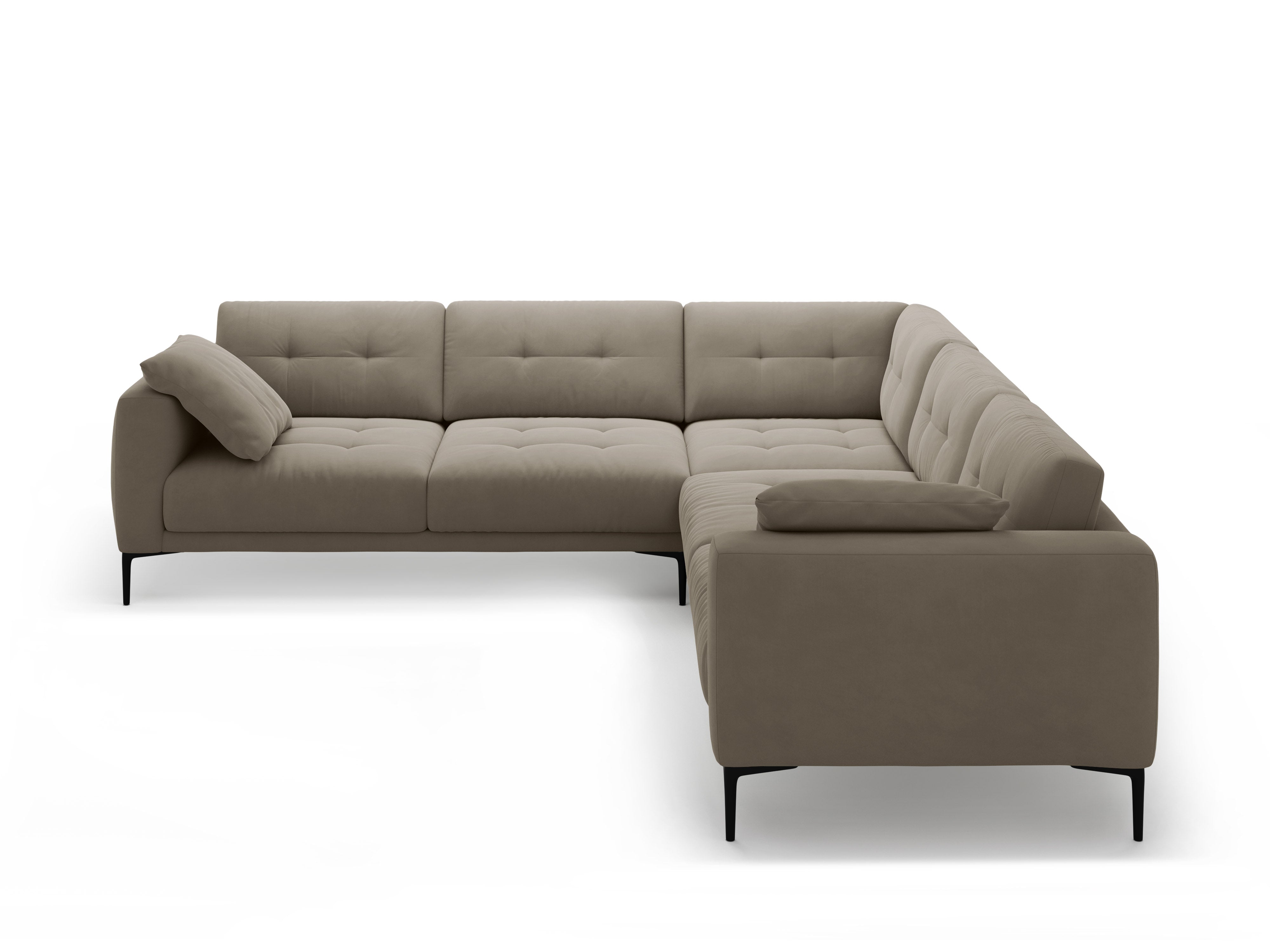 Symmetrical Velvet Corner Sofa BEMY Gray-Brown