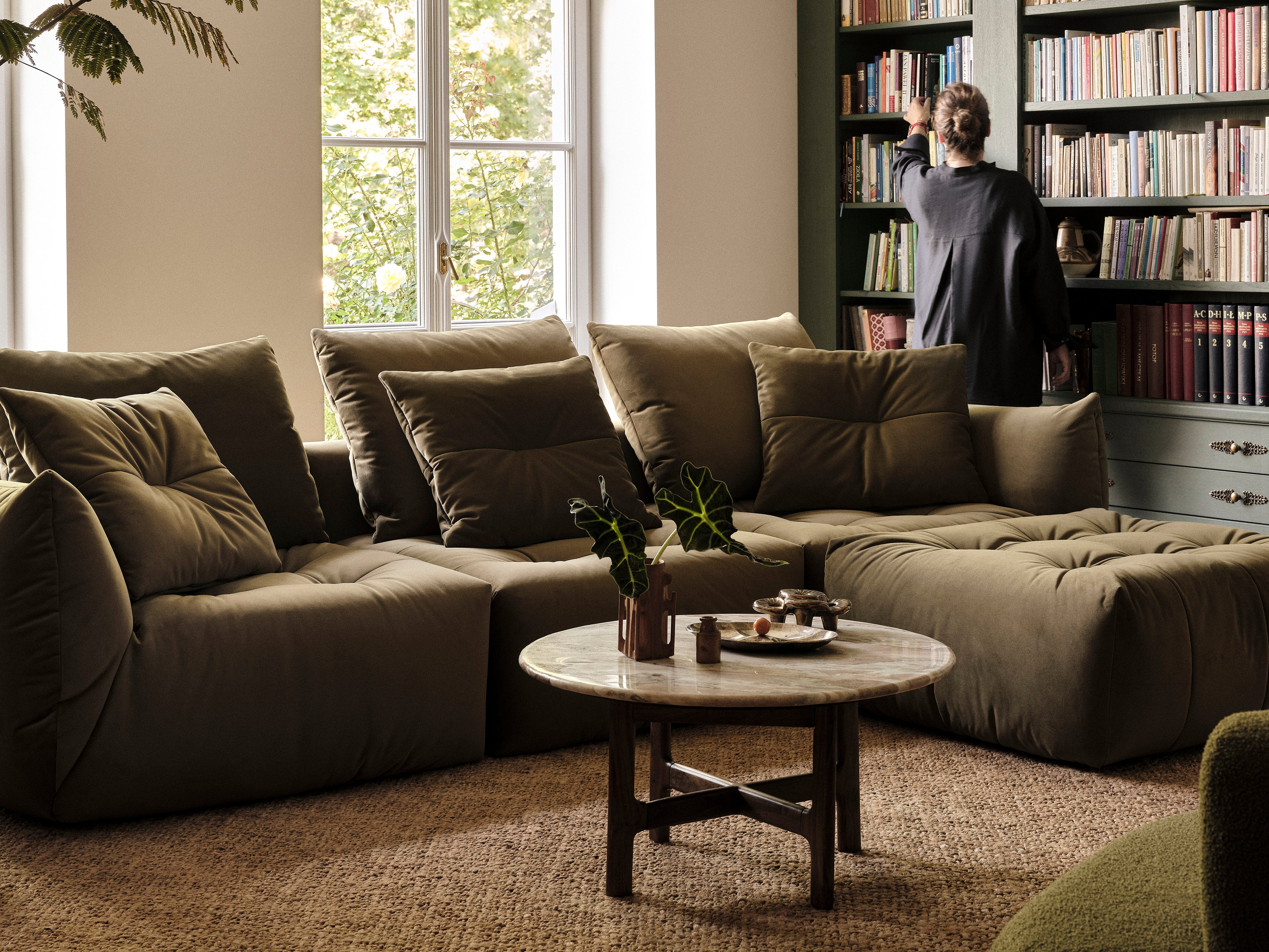 Modulárny rohový gauč pre 3 osoby BLOOM červený šenil