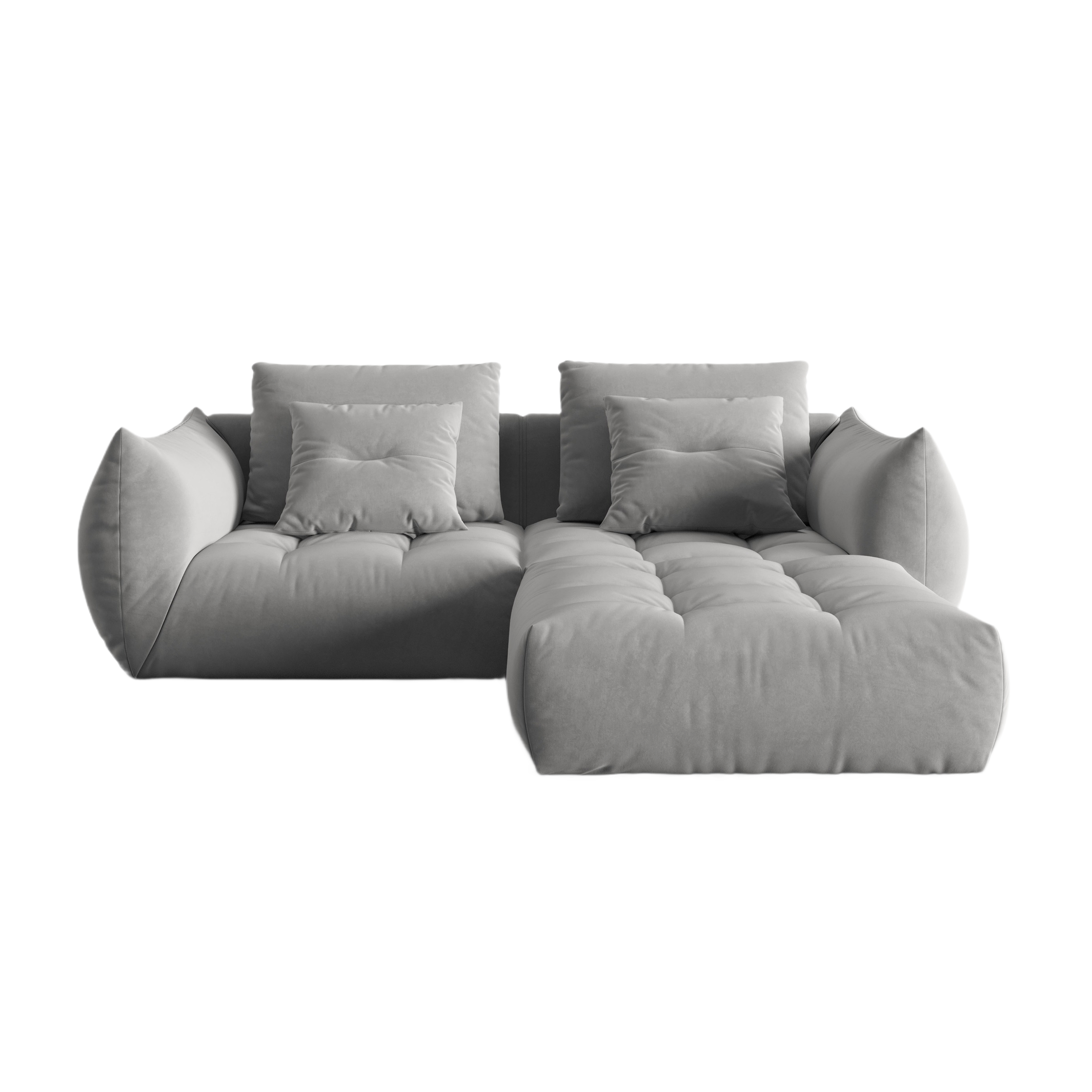 Modulový sametový rohový gauč pre 3 osoby BLOOM šedý
