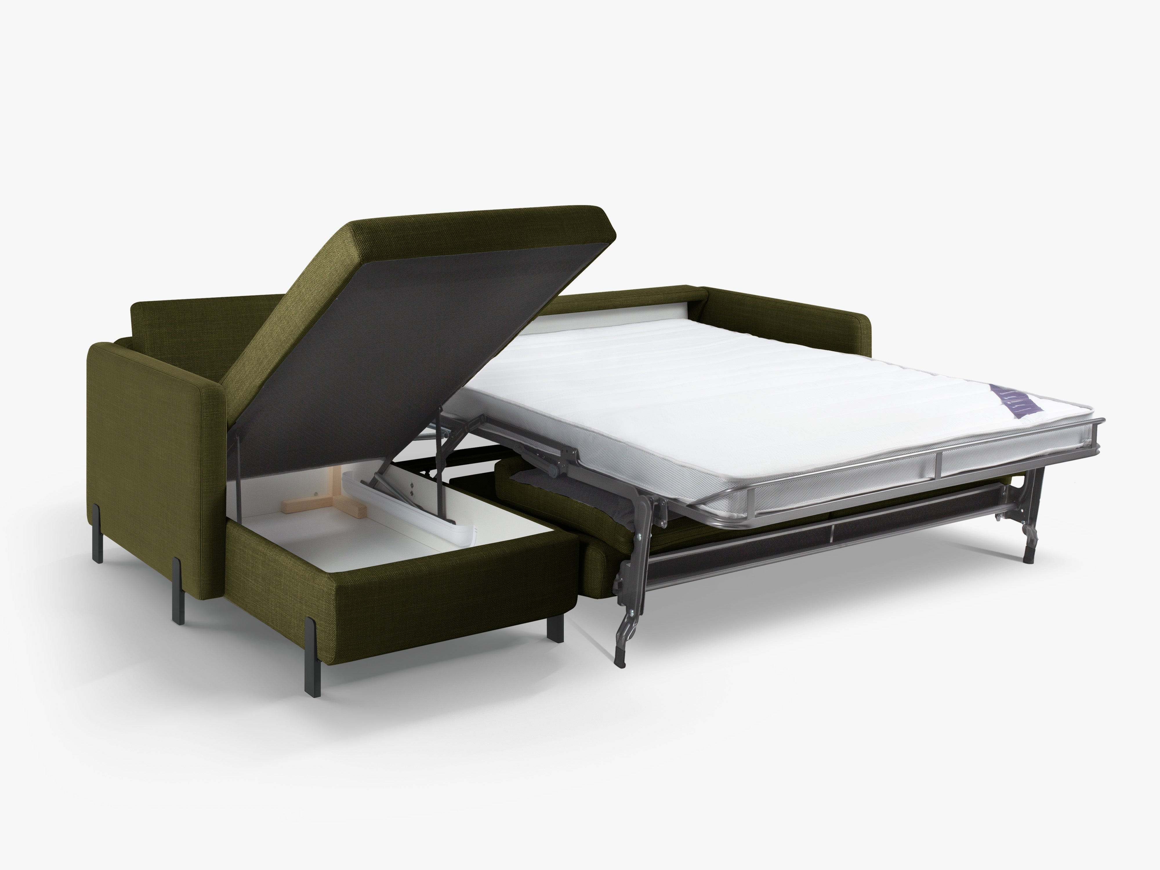 Zelený szenilový ľavostranný rohový gauč s funkciou spania GLORIA