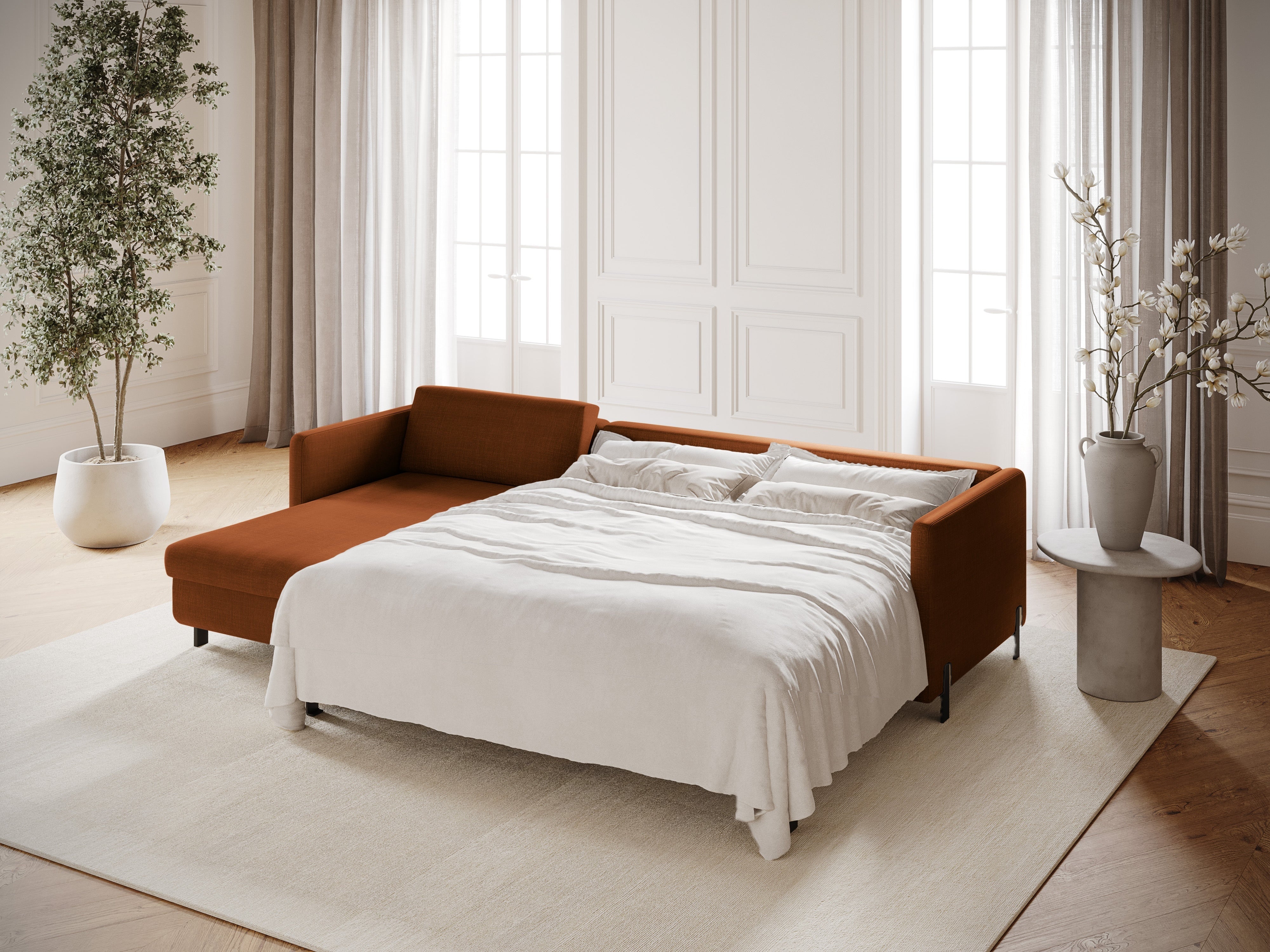 Left-sided corner sofa bed GLORIA brick chenille