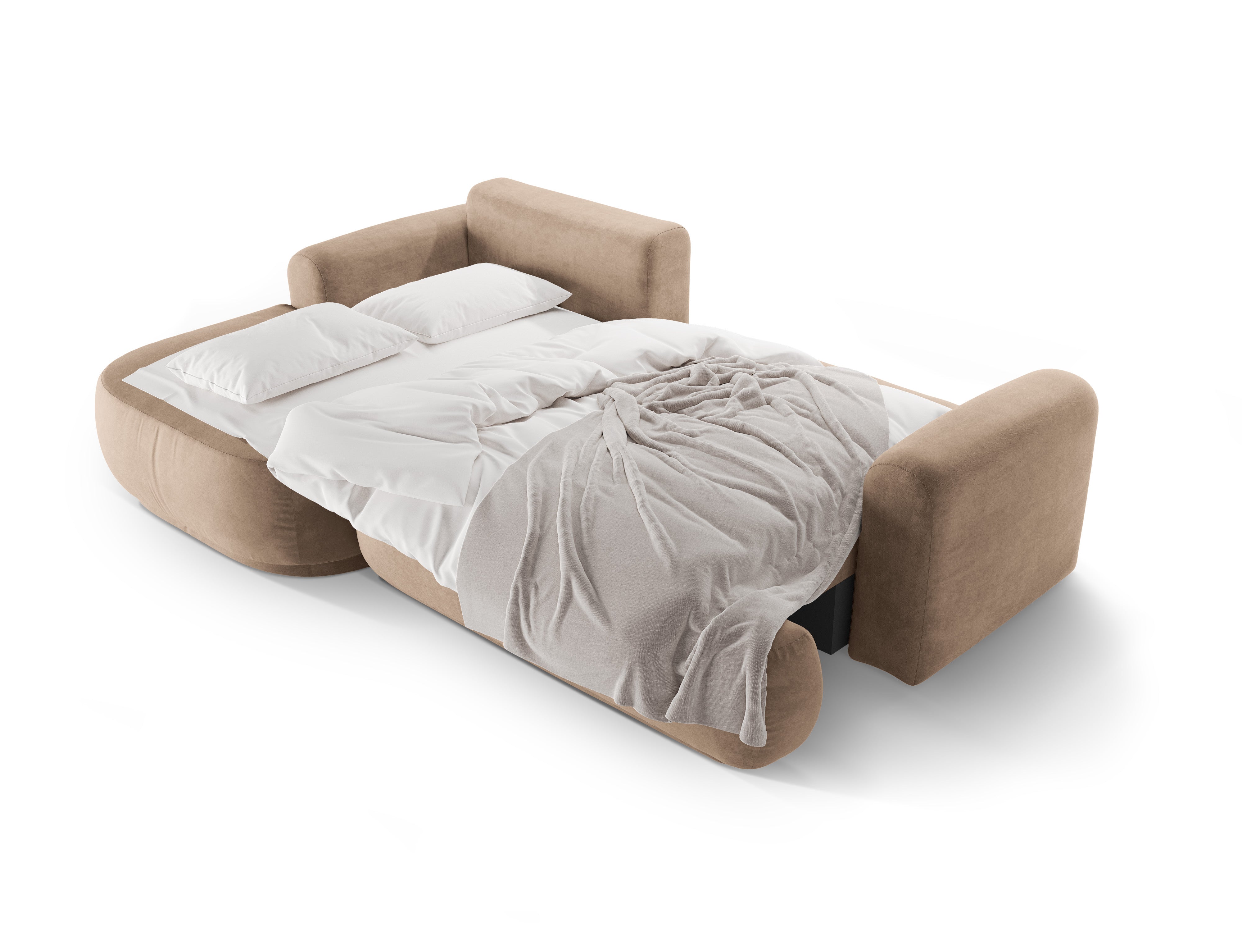 Rohová sedačka s funkciou spania ELLA z jemného zamatového materiálu, ľavá strana, tmavobéžová