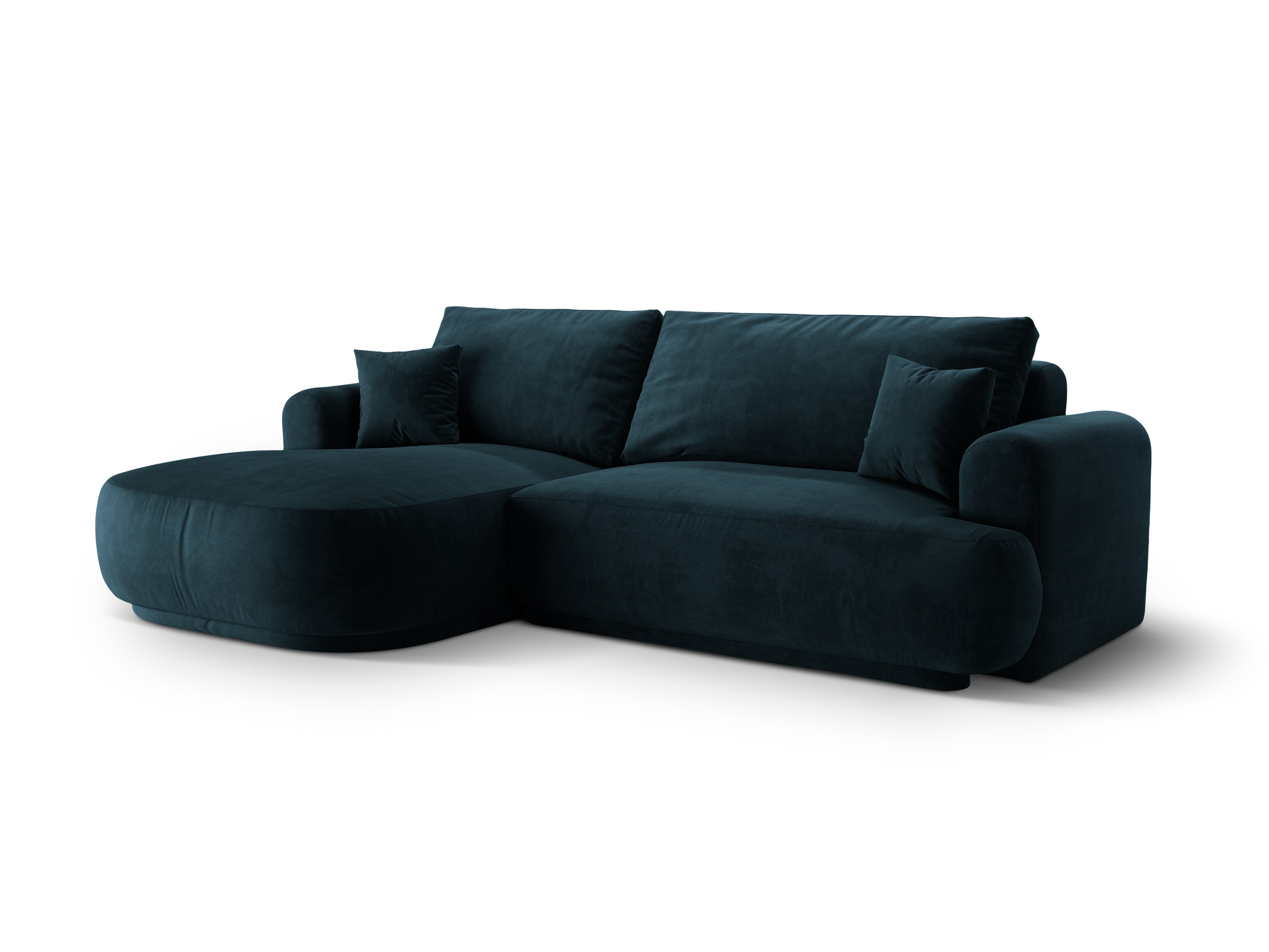 Velvet left -hand corner with sleeping function Ella Petrol navy blue