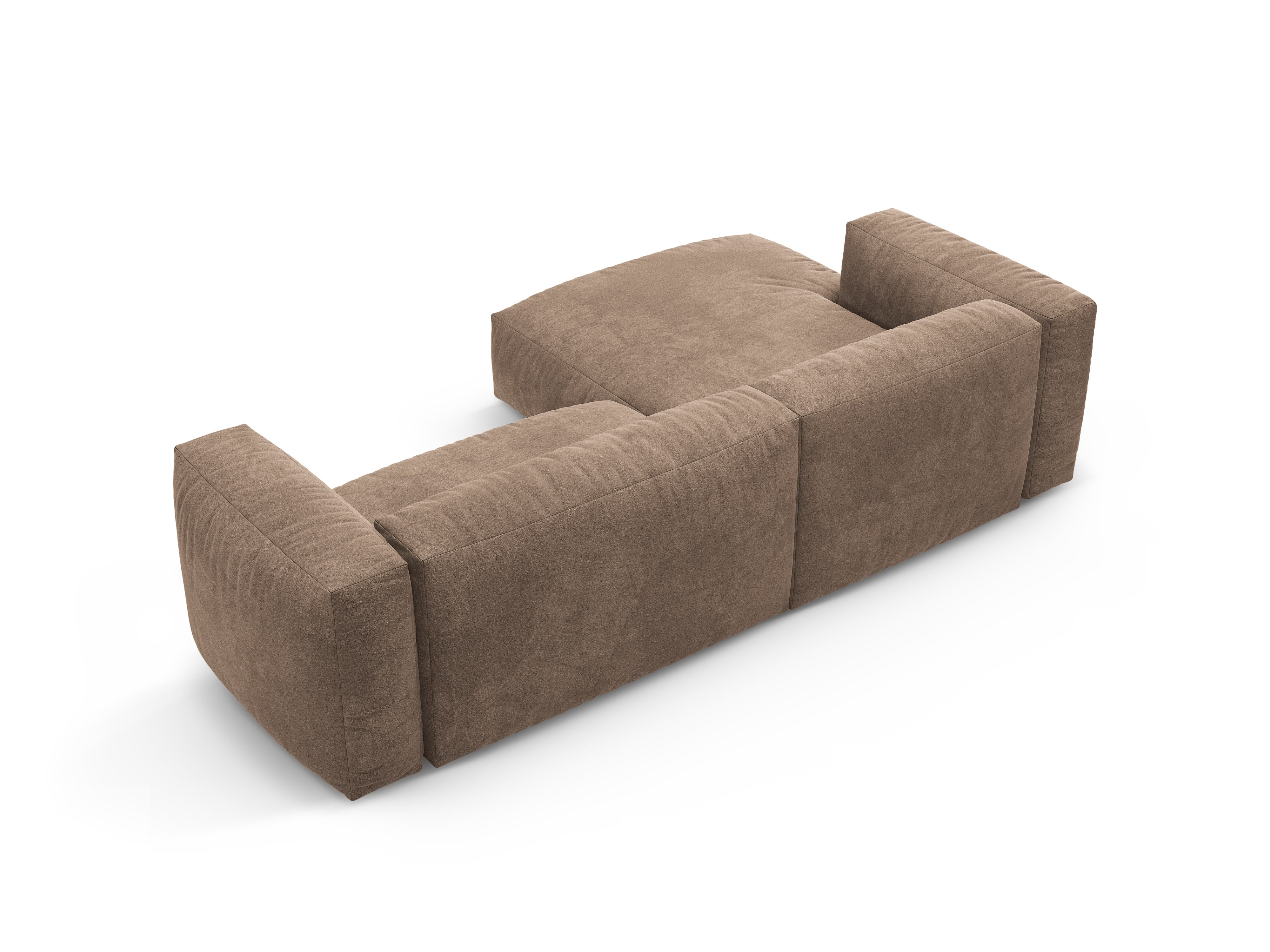 Left-facing velvet corner sofa with sleeping function MARTINA dark beige