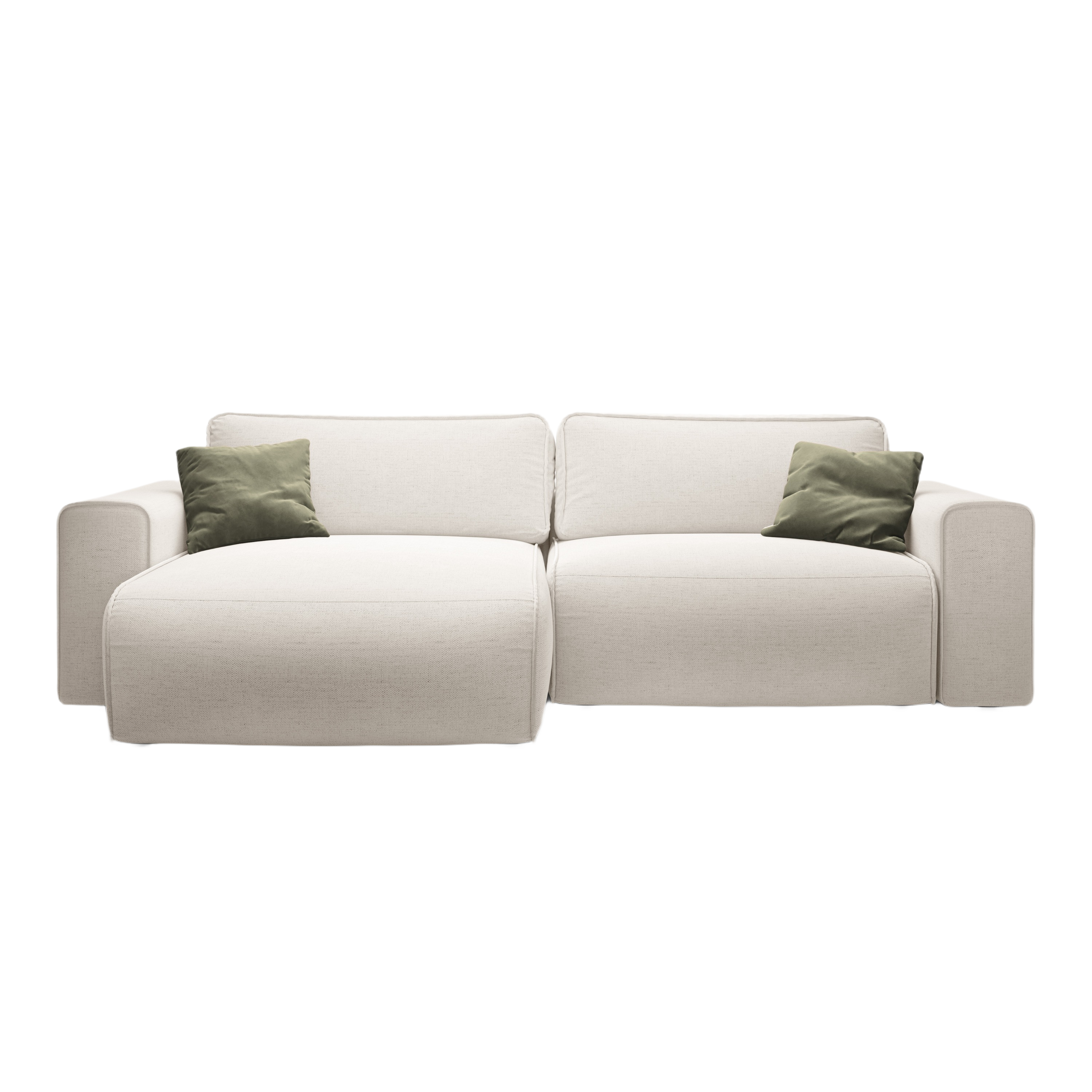 Left-sided 3-seater sofa bed VICTOR light beige chenille