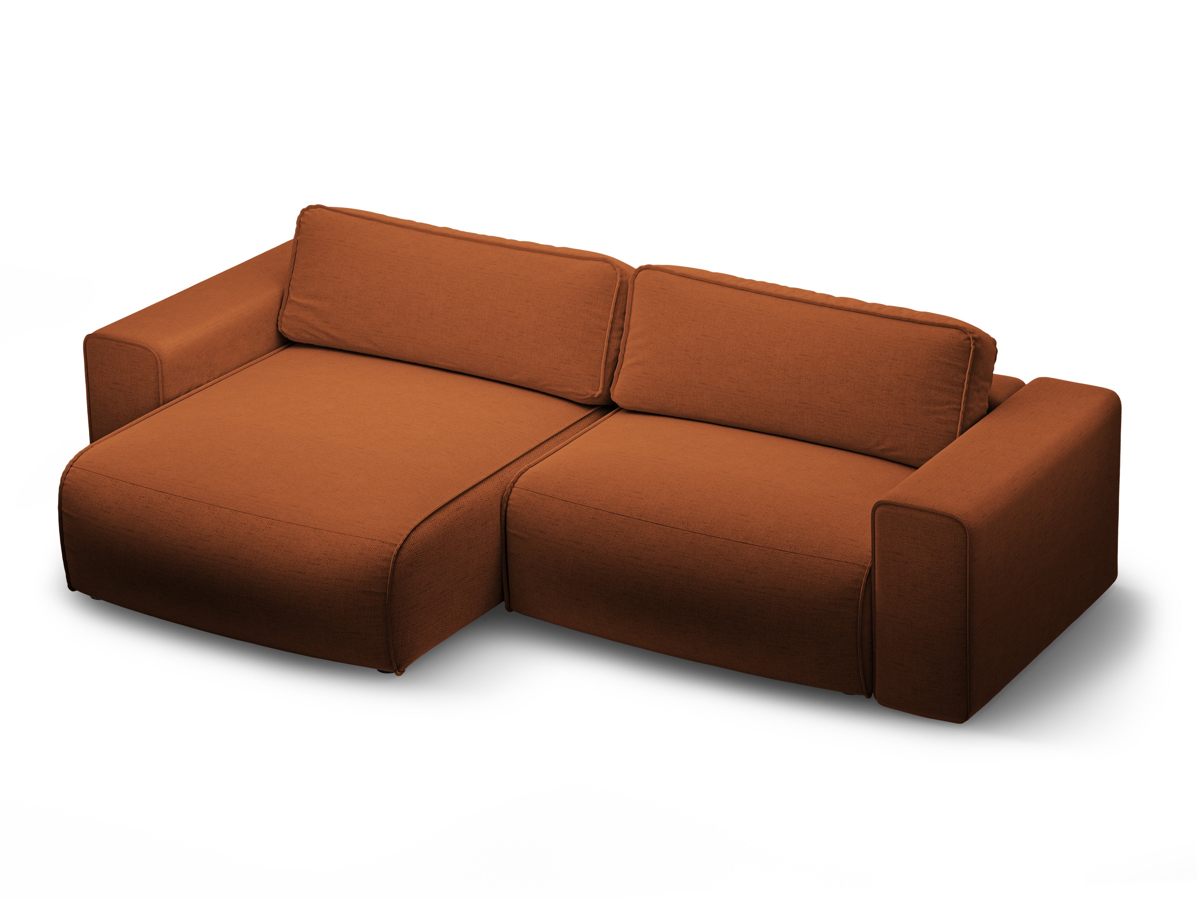 Left-facing 3-seater sofa bed VICTOR brick chenille
