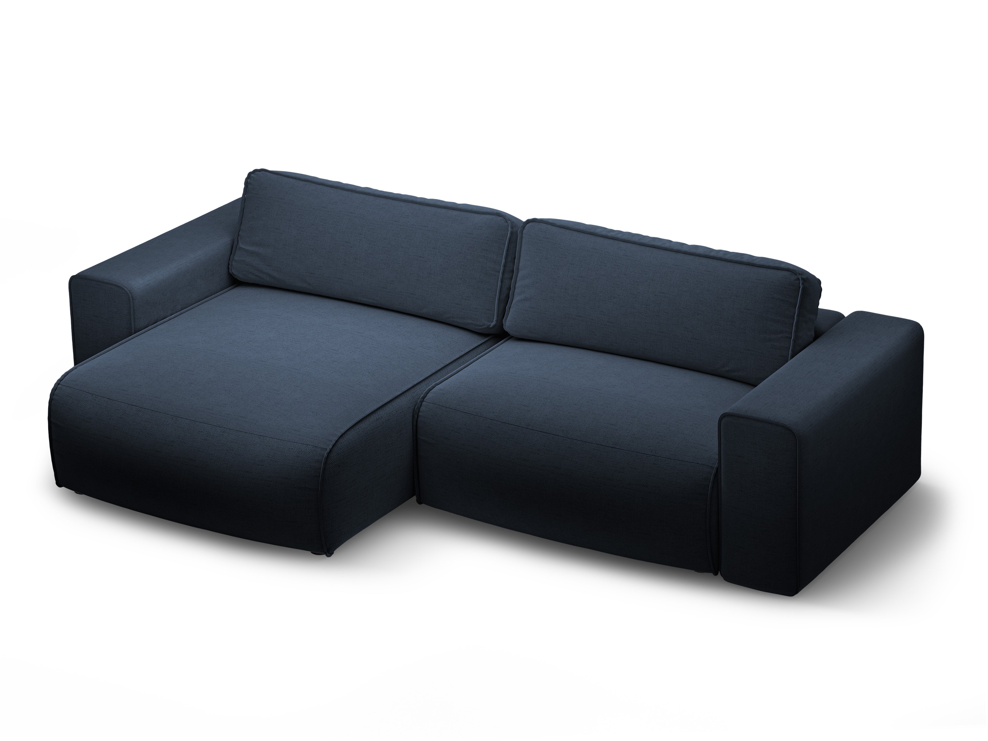 Left-sided 3-seater sofa bed VICTOR royal blue chenille