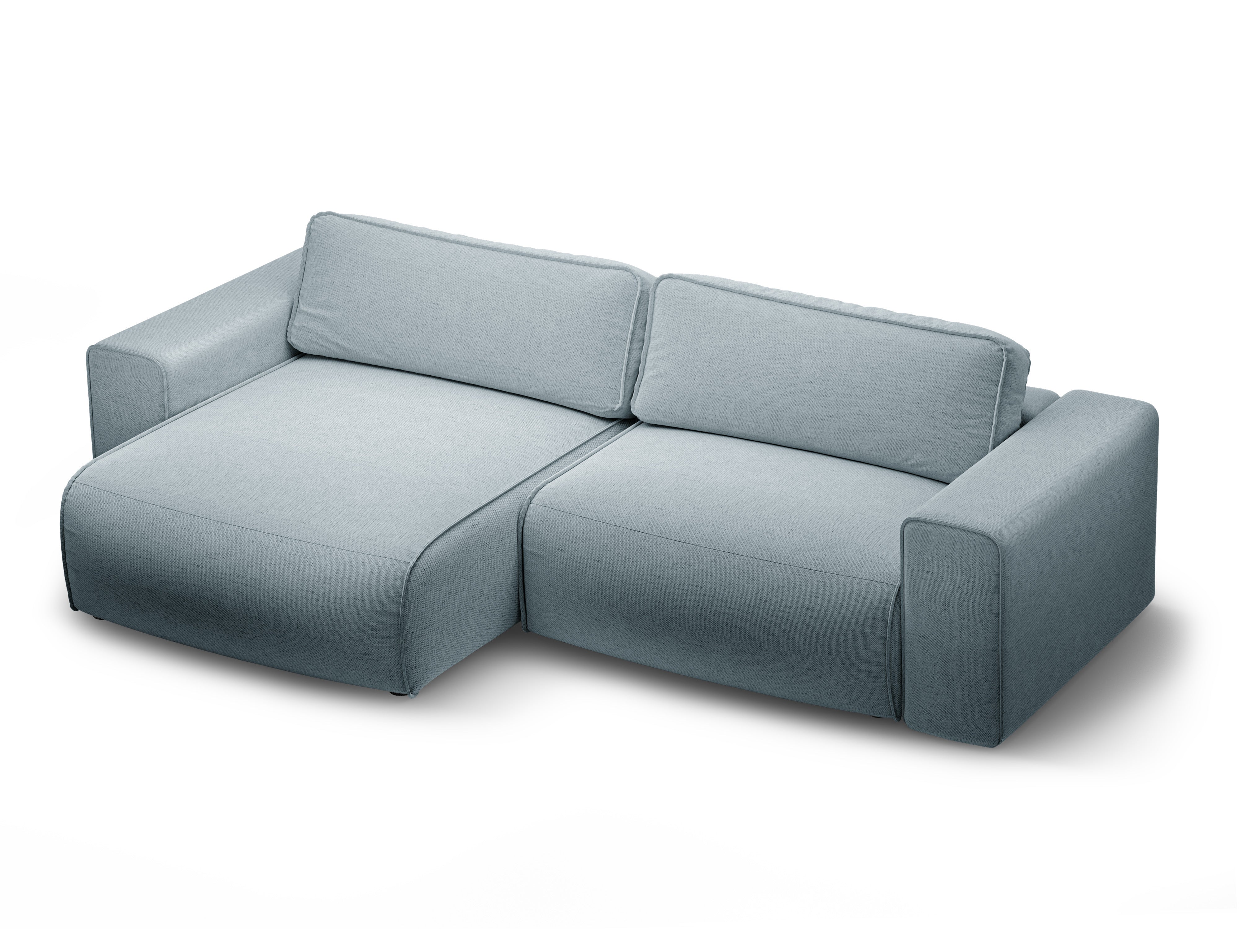 Left-sided 3-seater sofa bed VICTOR light blue chenille