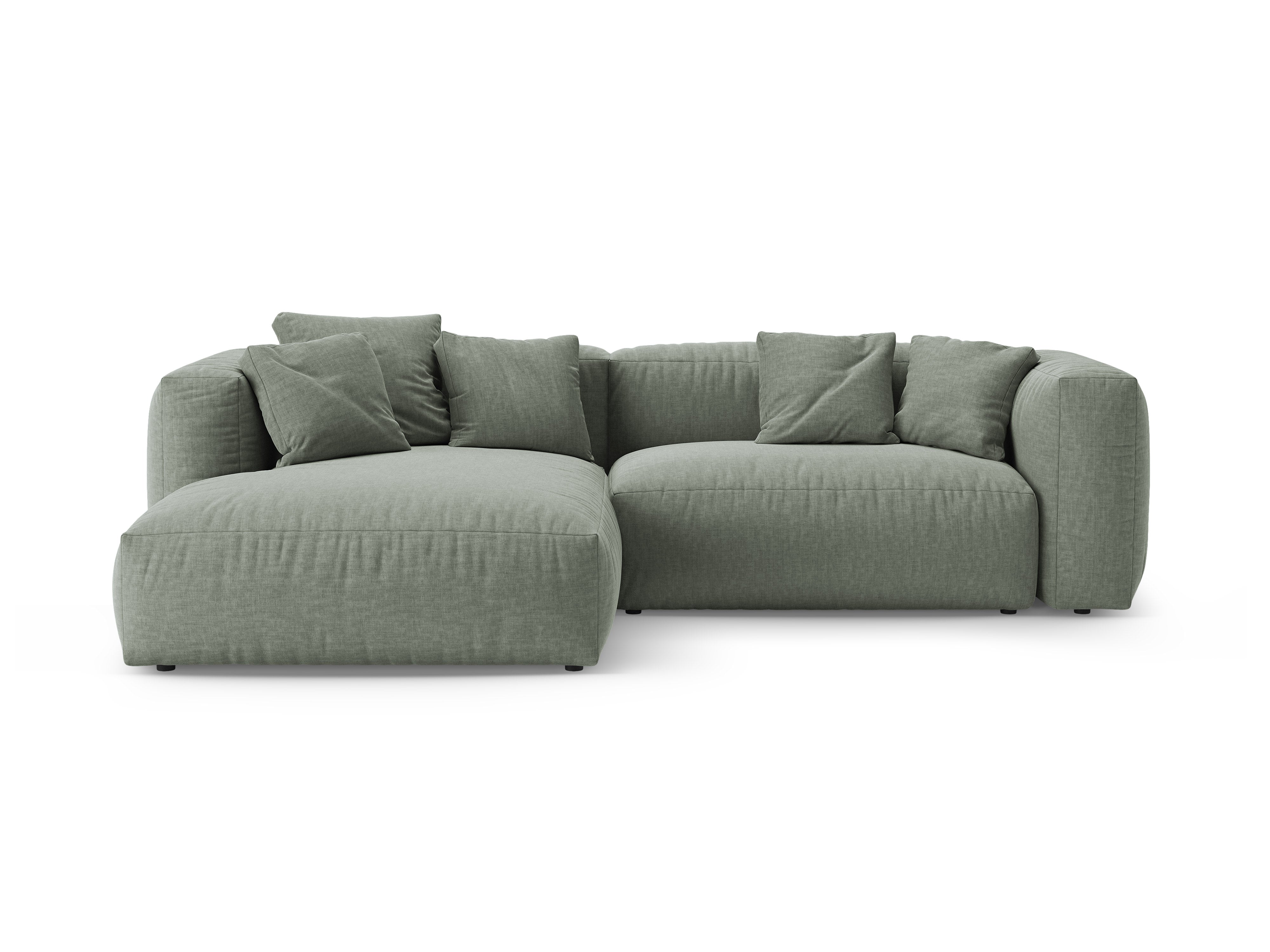 Left-facing corner sofa bed MARTINA moss green
