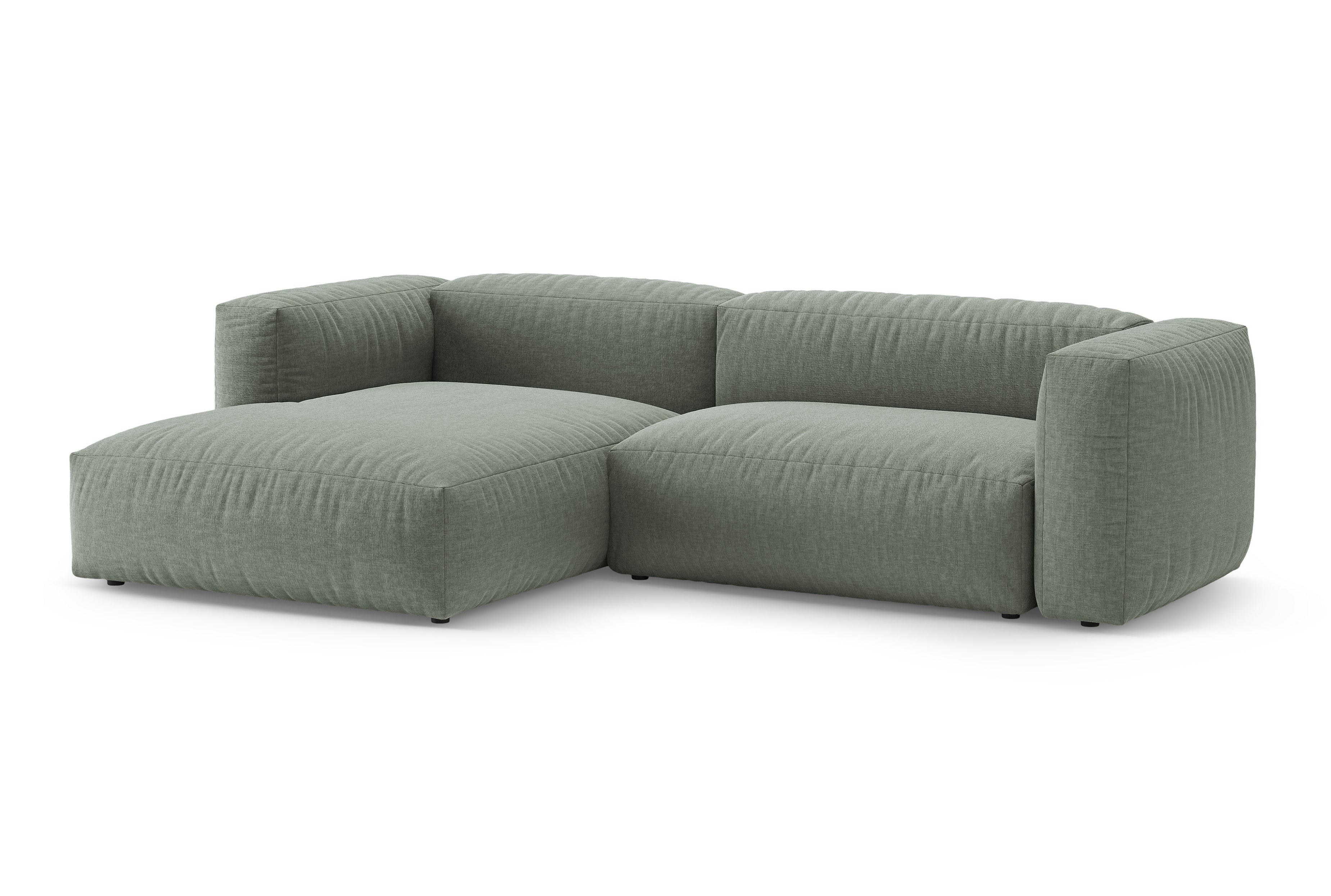 Left-facing corner sofa bed MARTINA moss green
