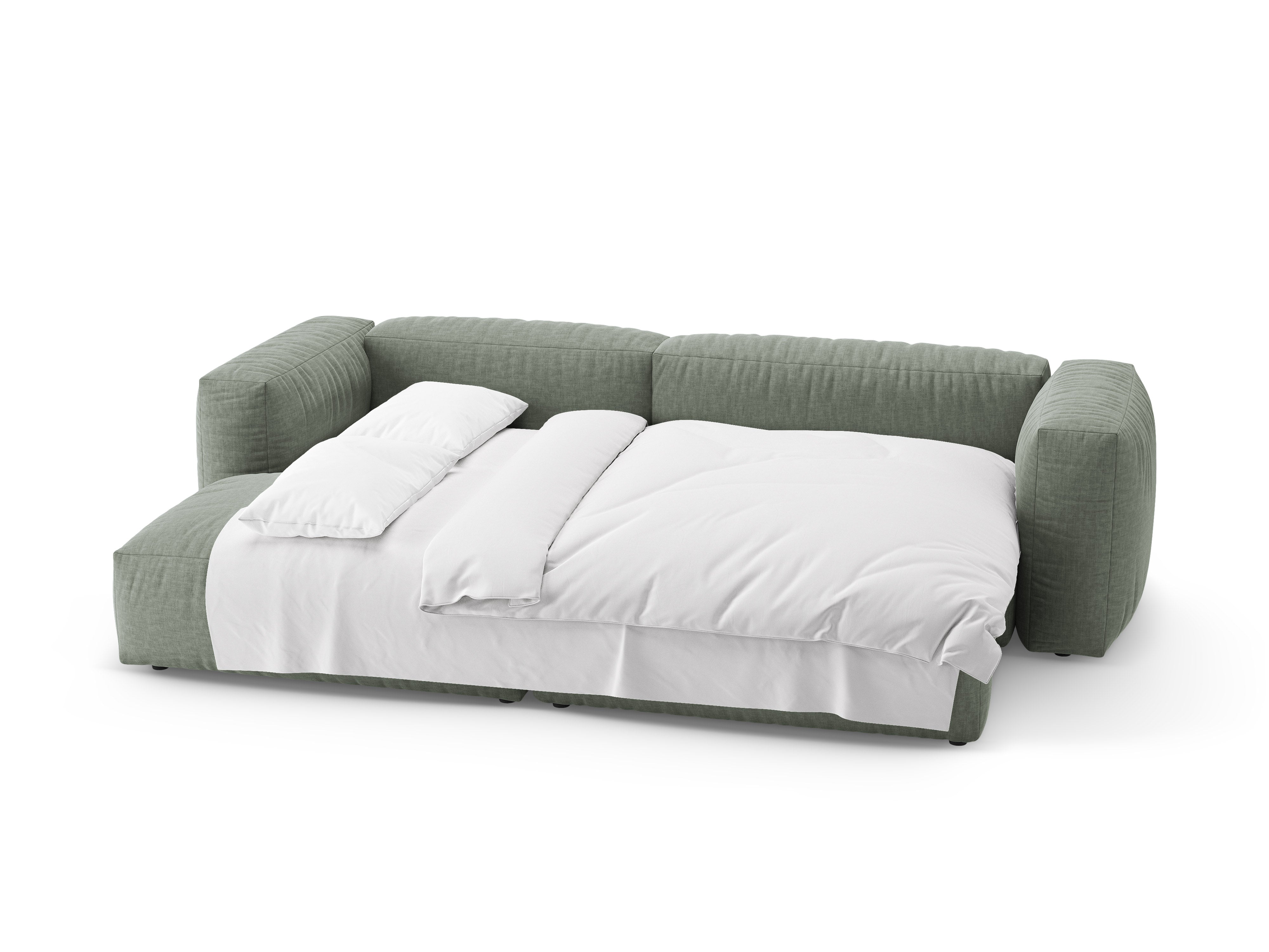 Left-facing corner sofa bed MARTINA moss green