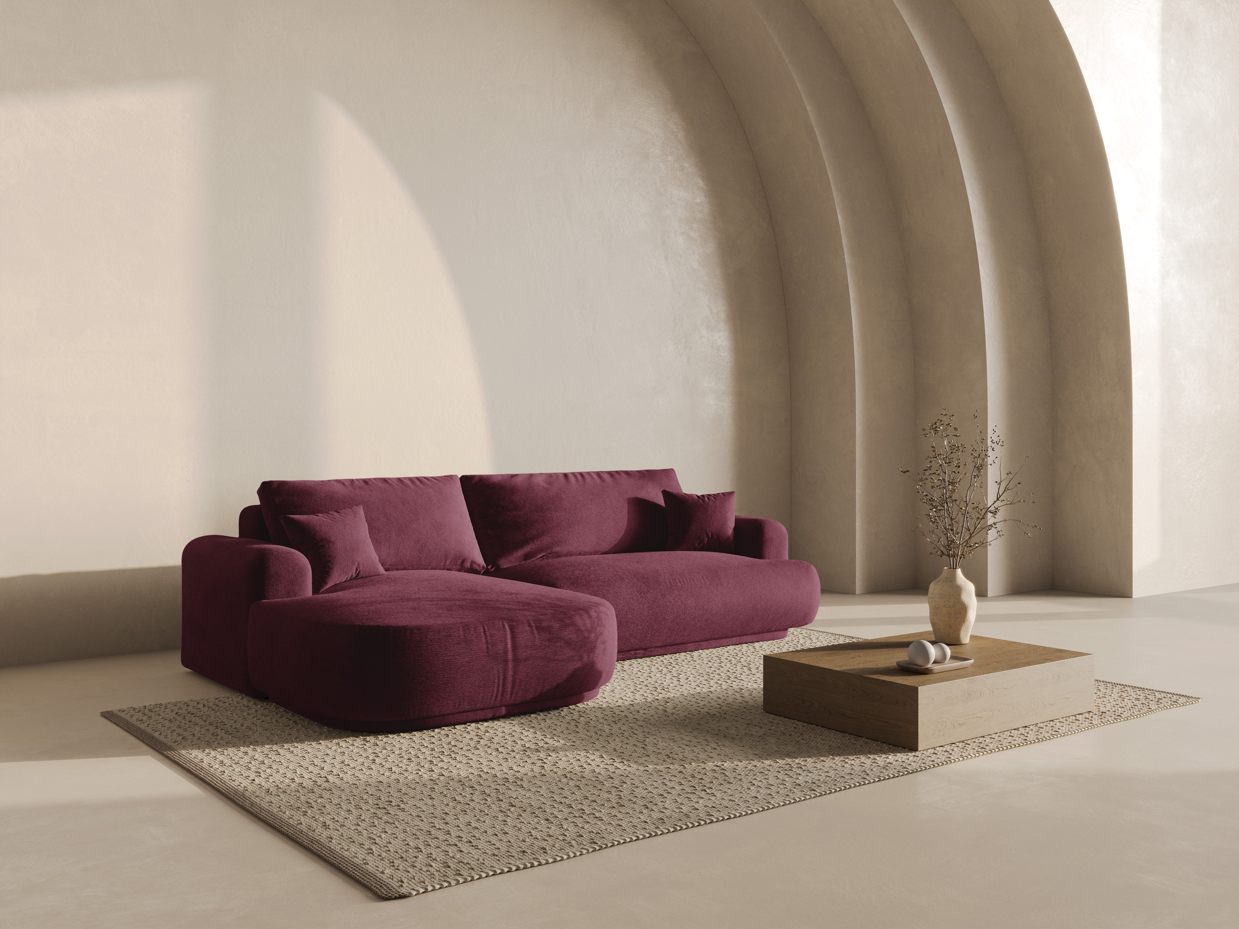 Rohová sedačka s funkciou spania ELLA burgundská