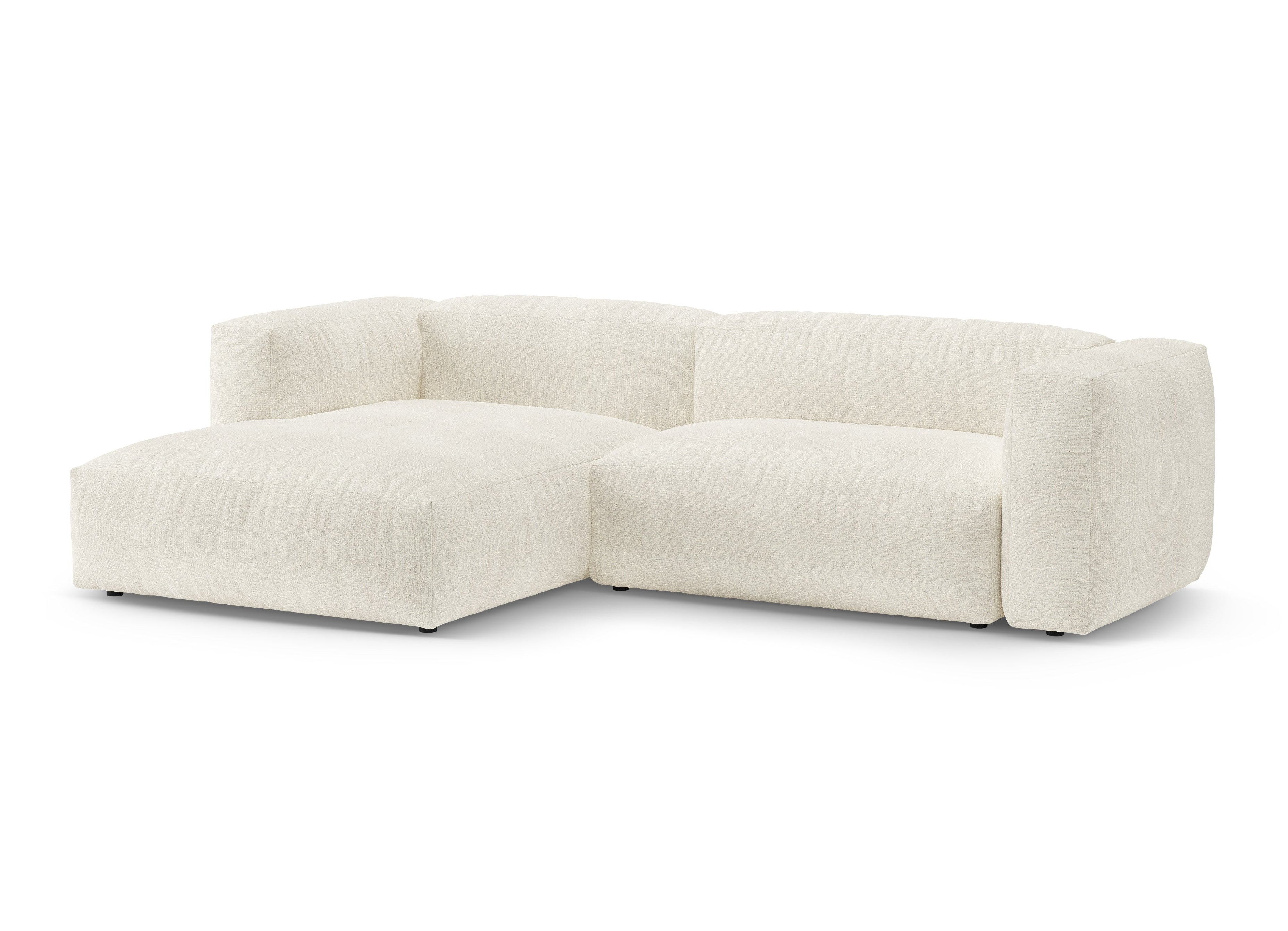 Left-facing corner sofa bed MARTINA ivory boucle