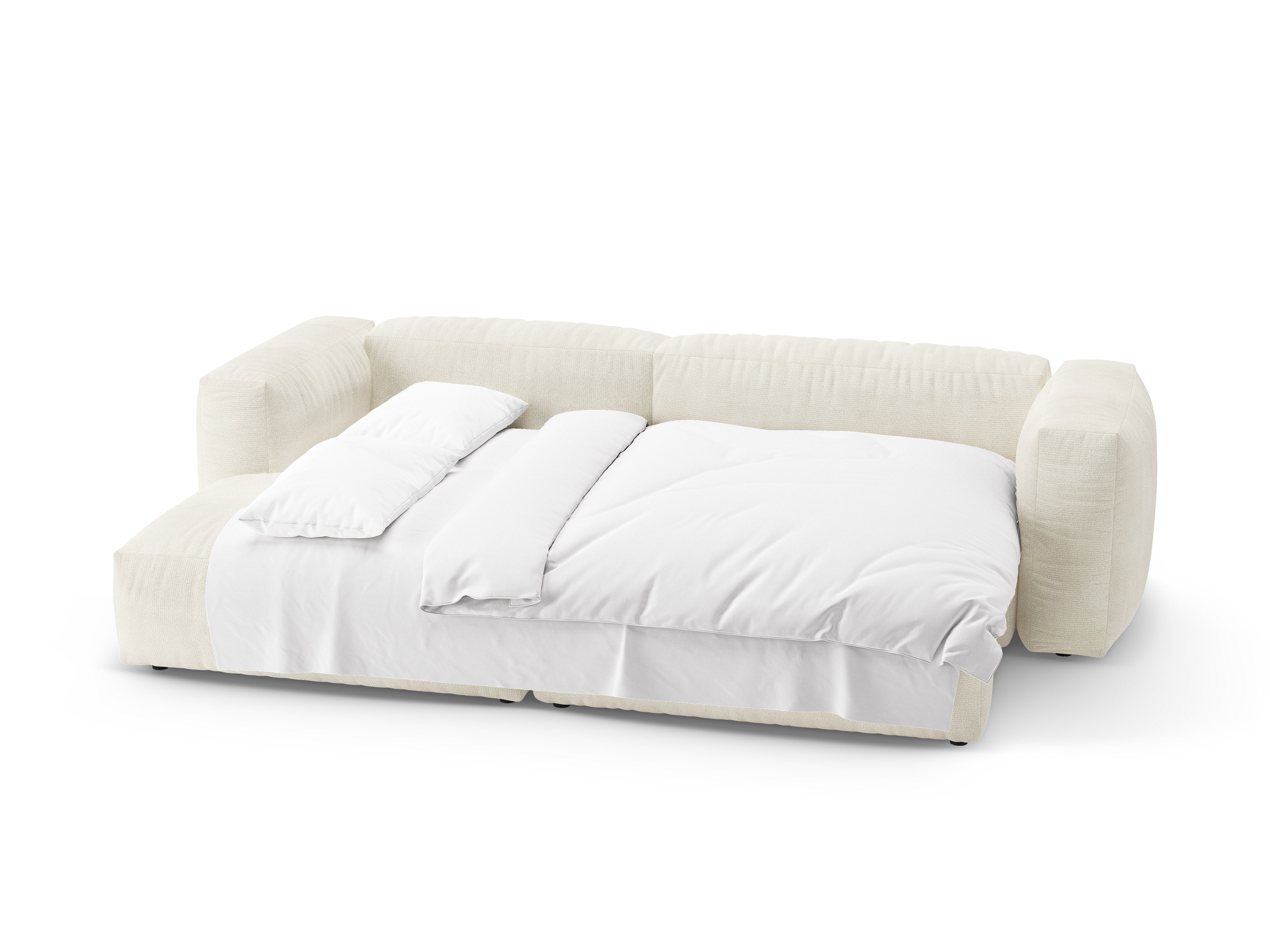 Left-facing corner sofa bed MARTINA ivory boucle