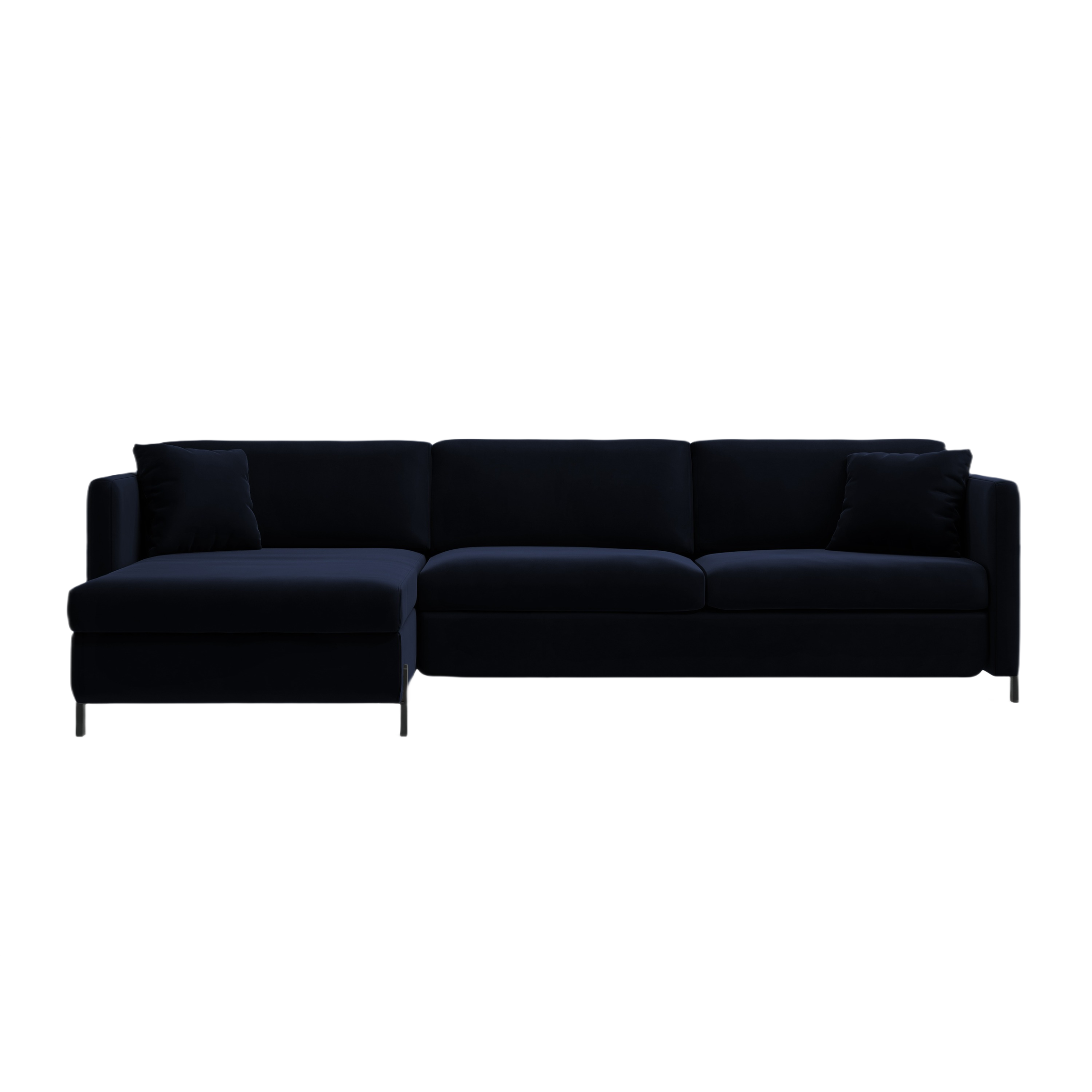 Left-facing velvet corner sofa with sleeping function GLORIA royal blue