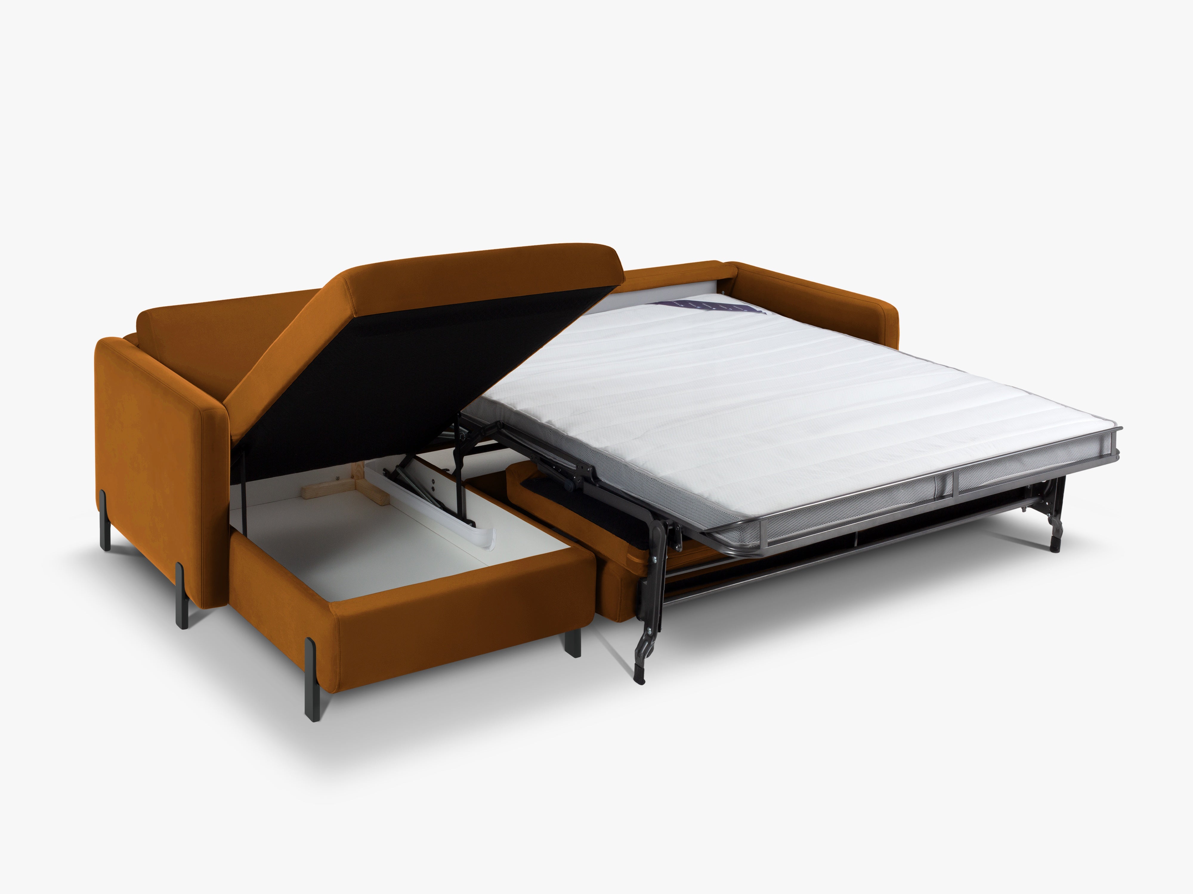 Sedačka zamatová ľavostranná s funkciou spania GLORIA hnedá