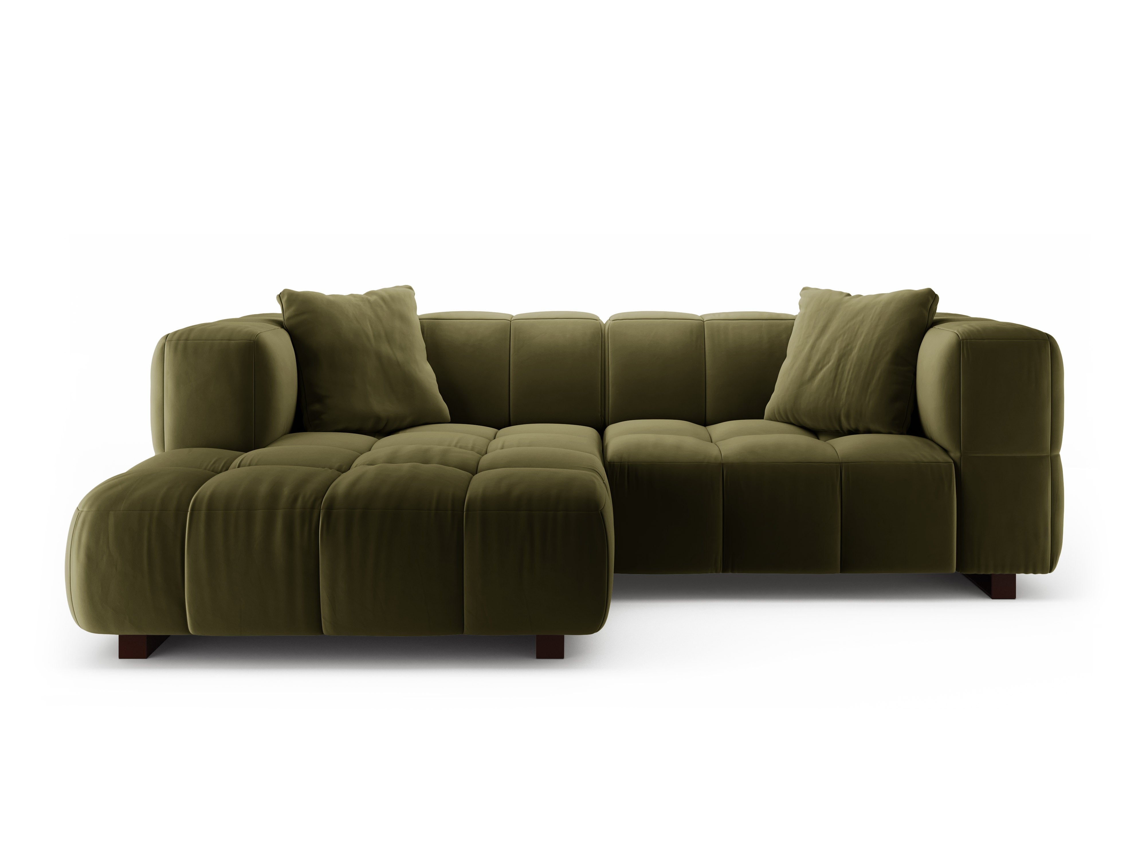Green Left-Hand Velvet Corner Sofa with Sleeping Function PUMA