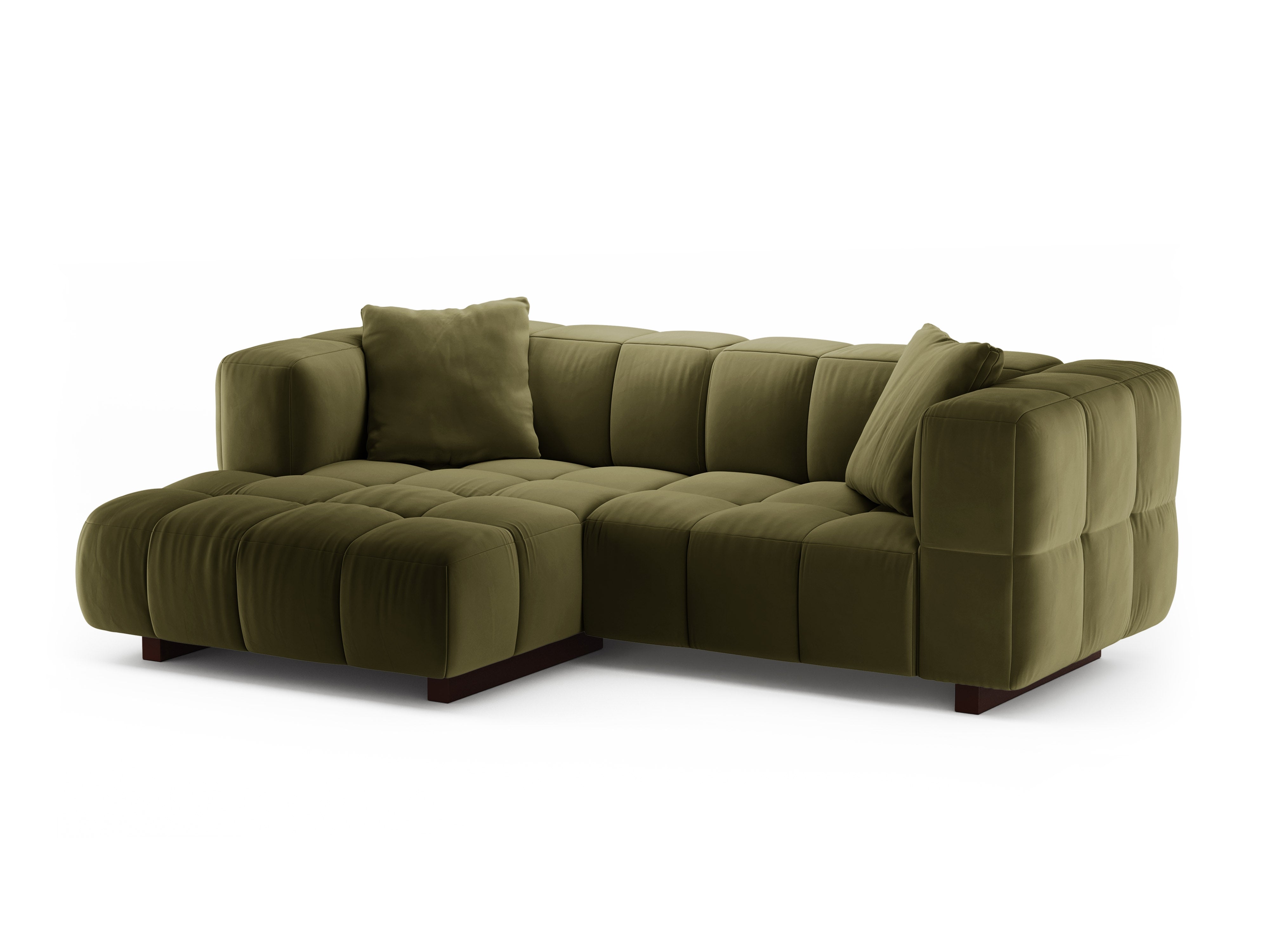 Green Left-Hand Velvet Corner Sofa with Sleeping Function PUMA