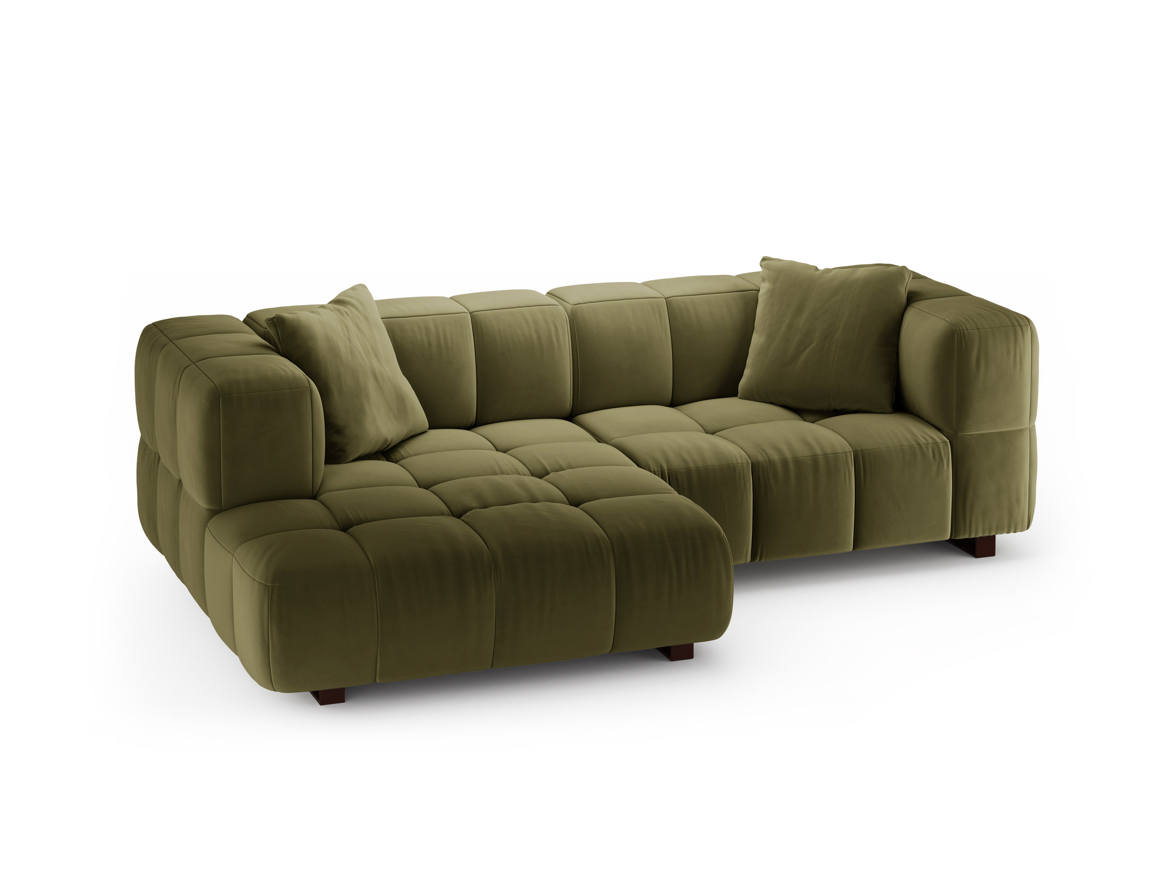 Green Left-Hand Velvet Corner Sofa with Sleeping Function PUMA
