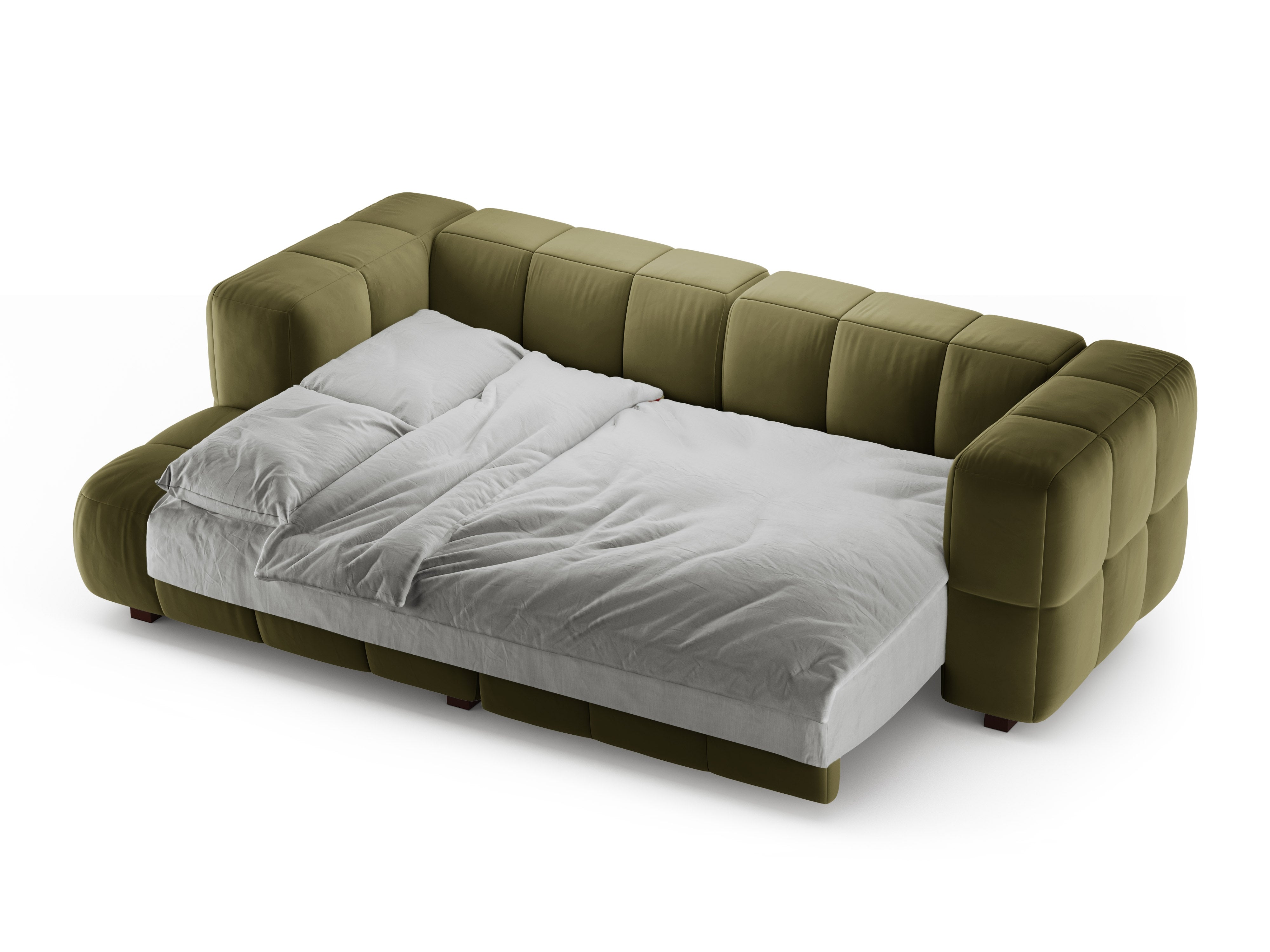 Green Left-Hand Velvet Corner Sofa with Sleeping Function PUMA