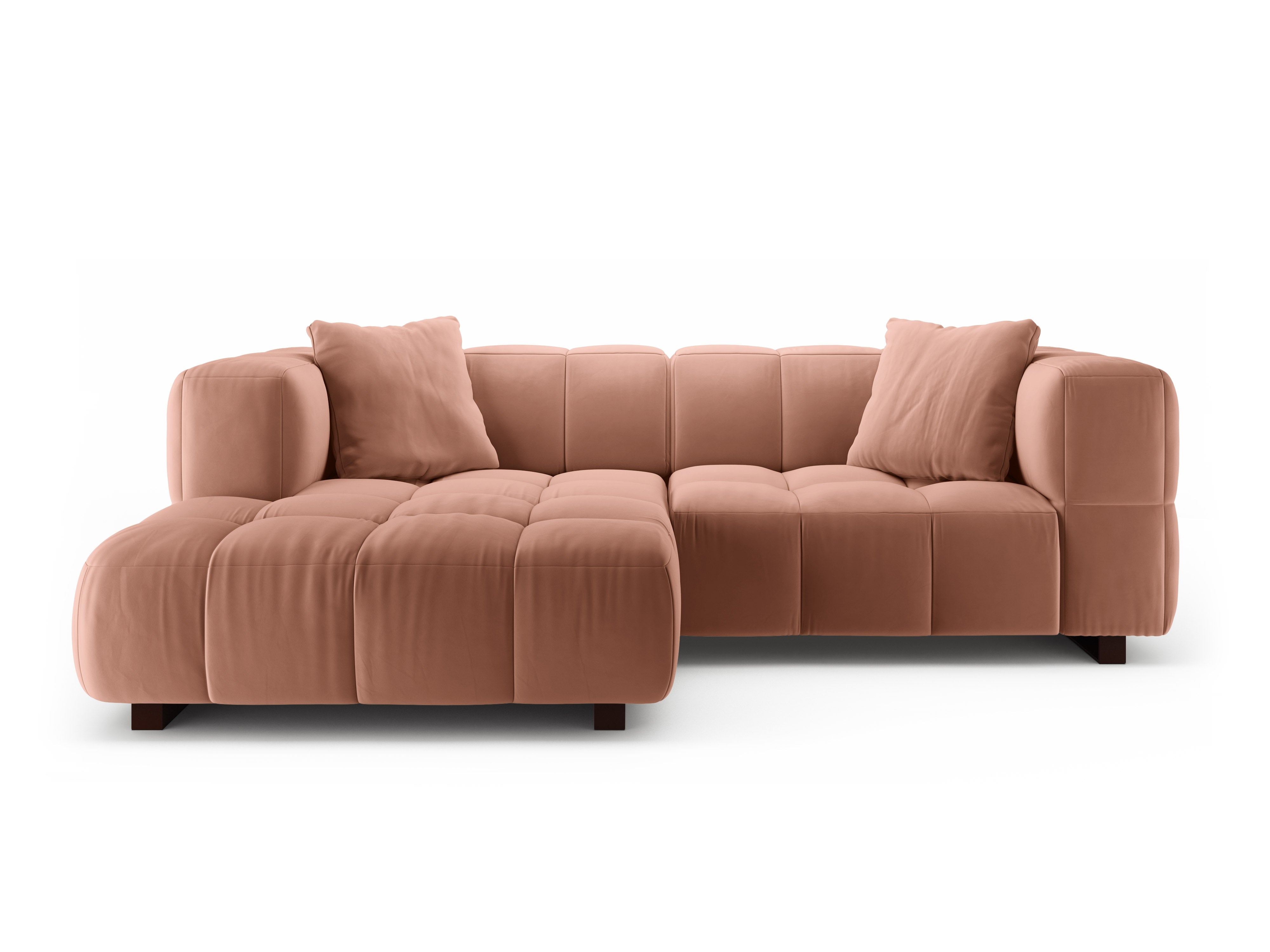 Left-facing velvet corner sofa bed PUMA pink