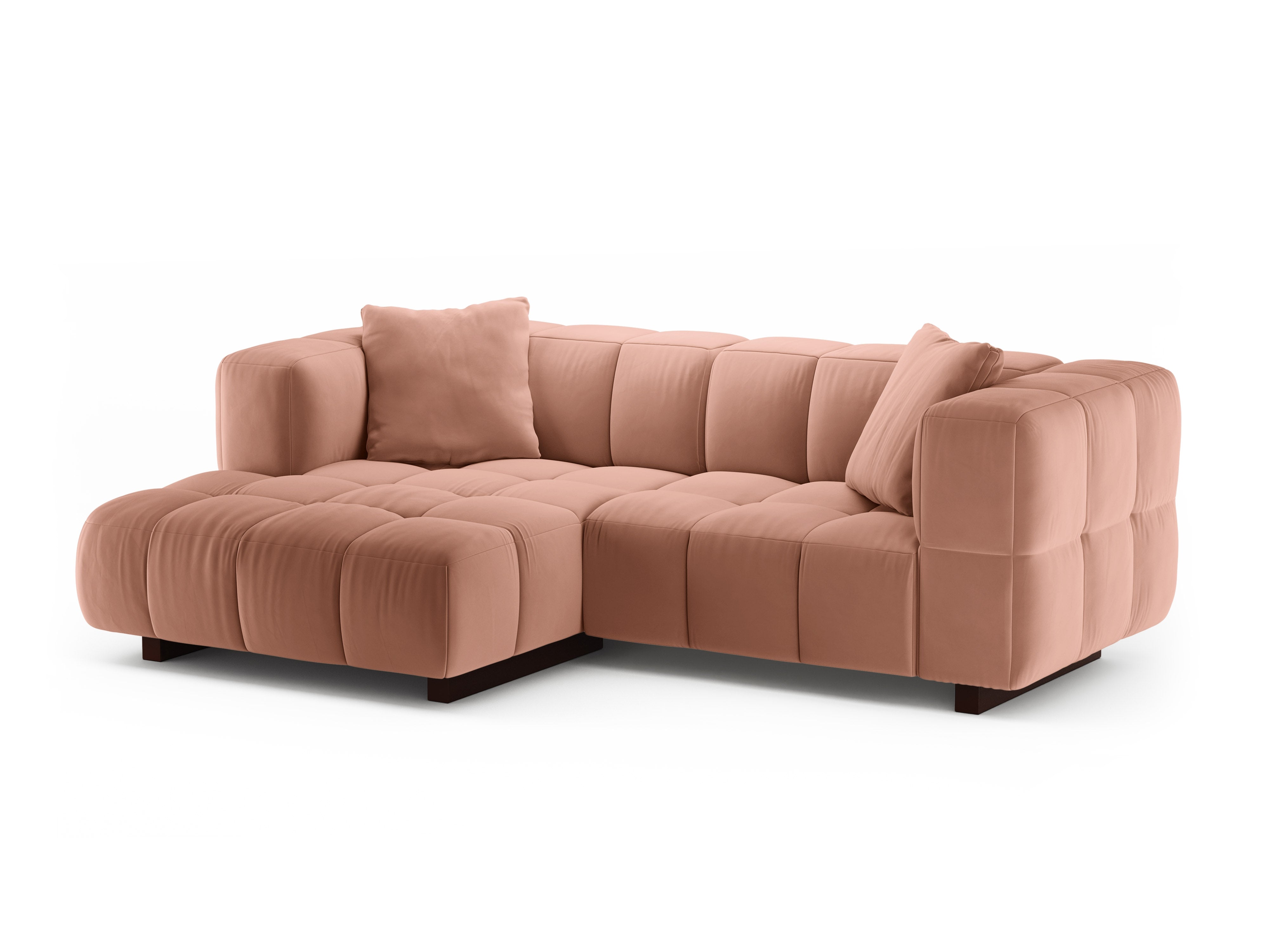 Left-facing velvet corner sofa bed PUMA pink