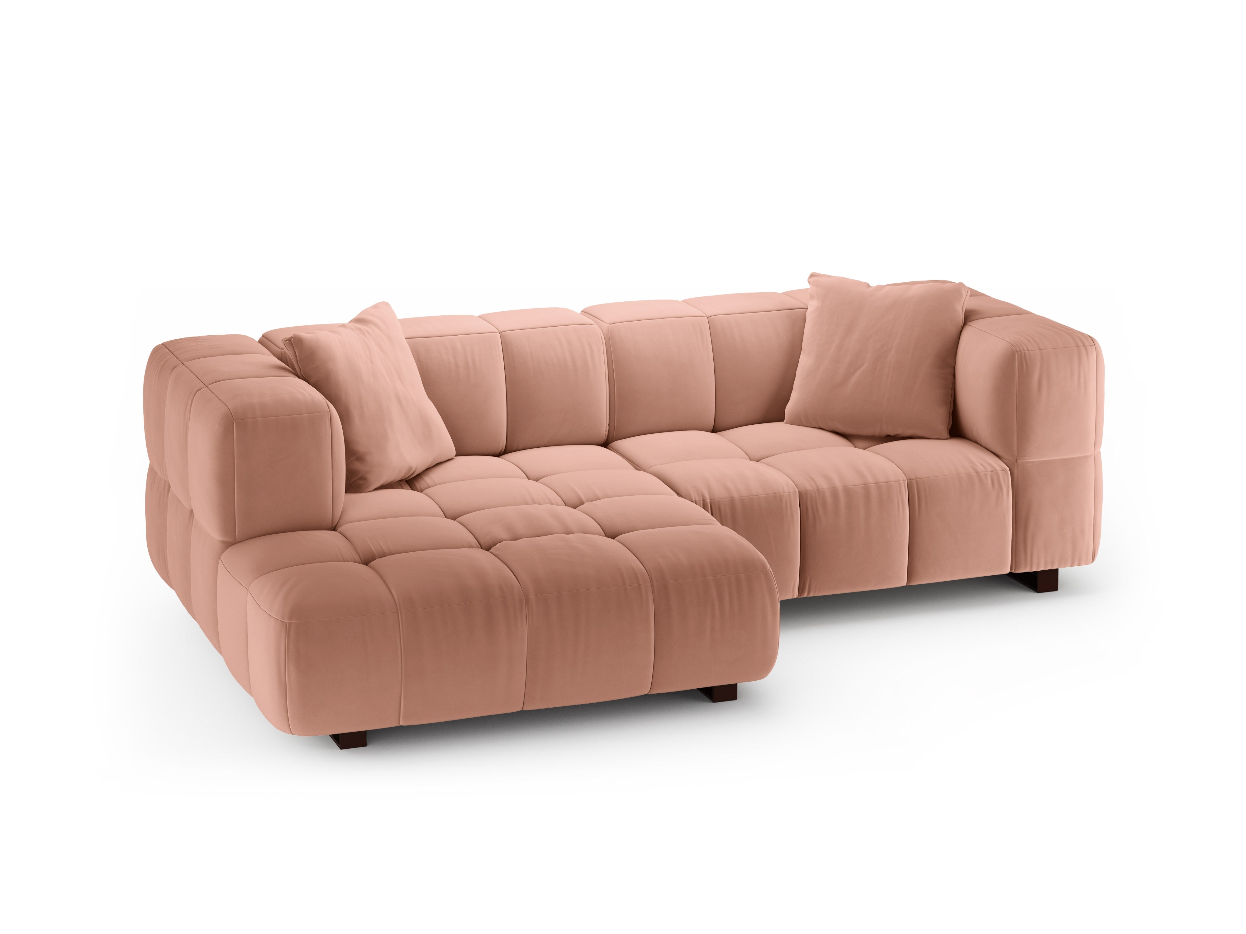 Left-facing velvet corner sofa bed PUMA pink