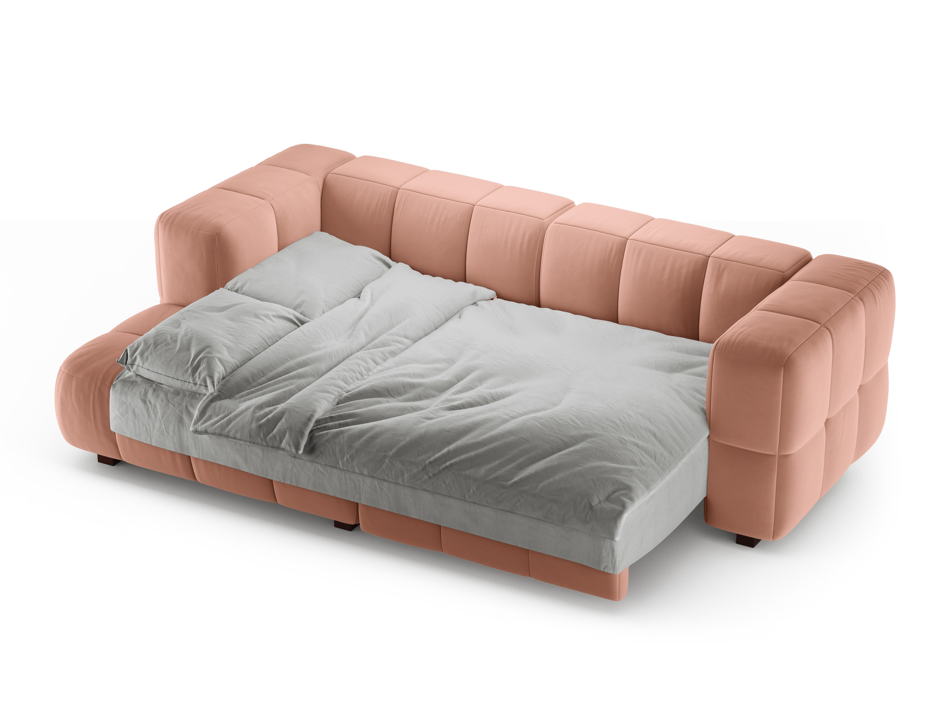 Left-facing velvet corner sofa bed PUMA pink