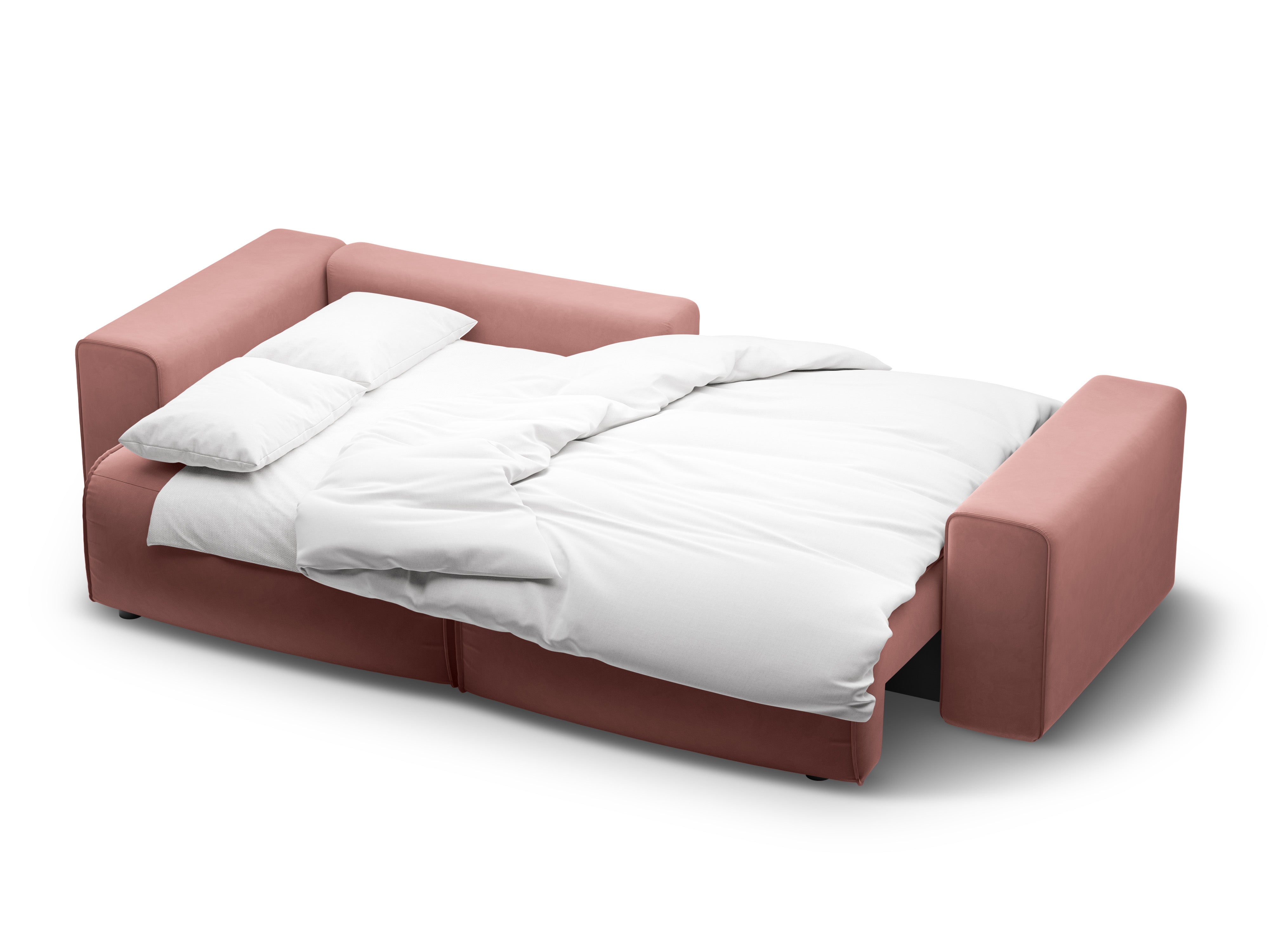 Left-facing velvet corner sofa for 3 people with sleeping function VICTOR pink