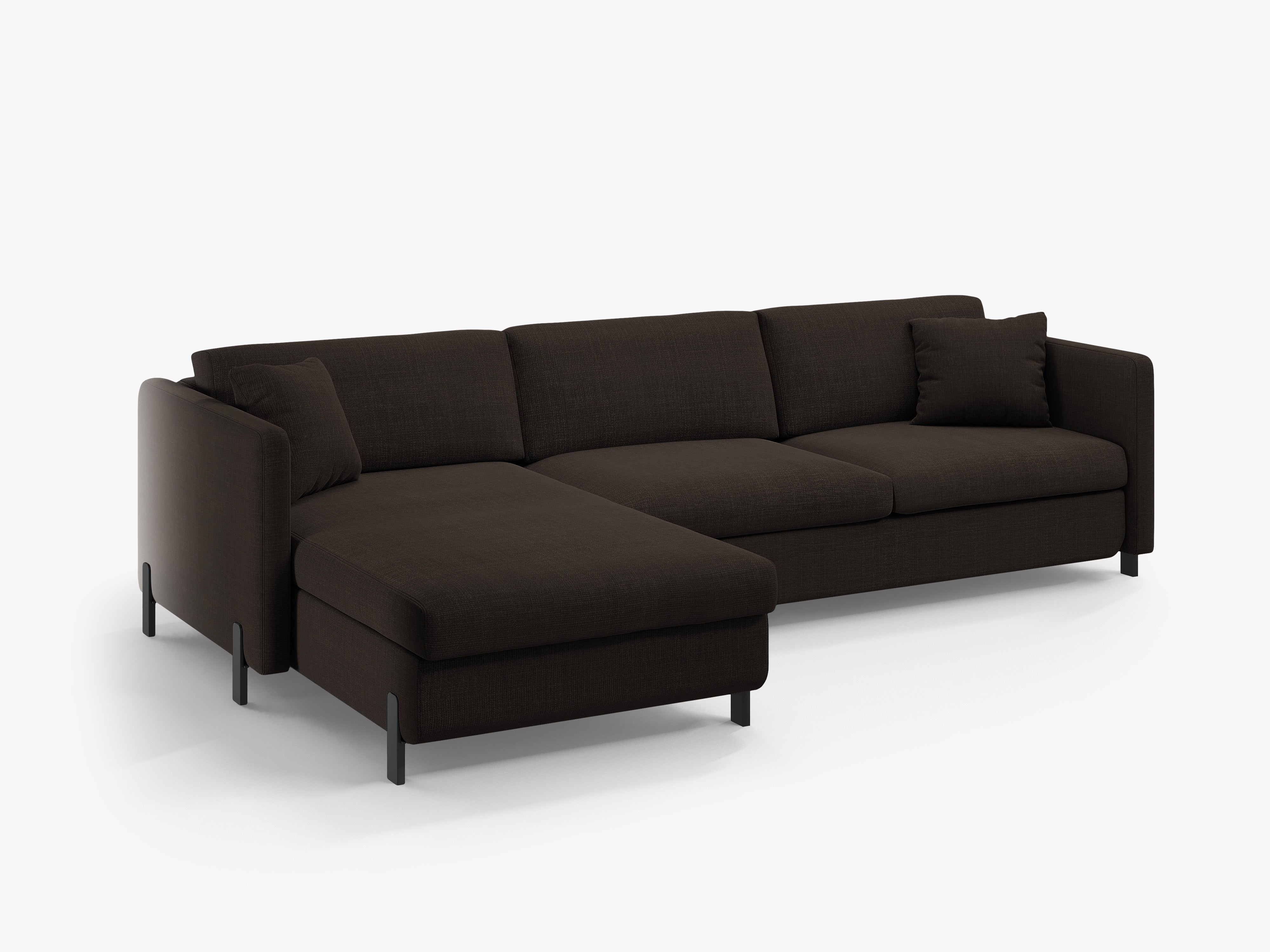 Left-sided corner sofa for 4 people with sleeping function GLORIA dark gray chenille