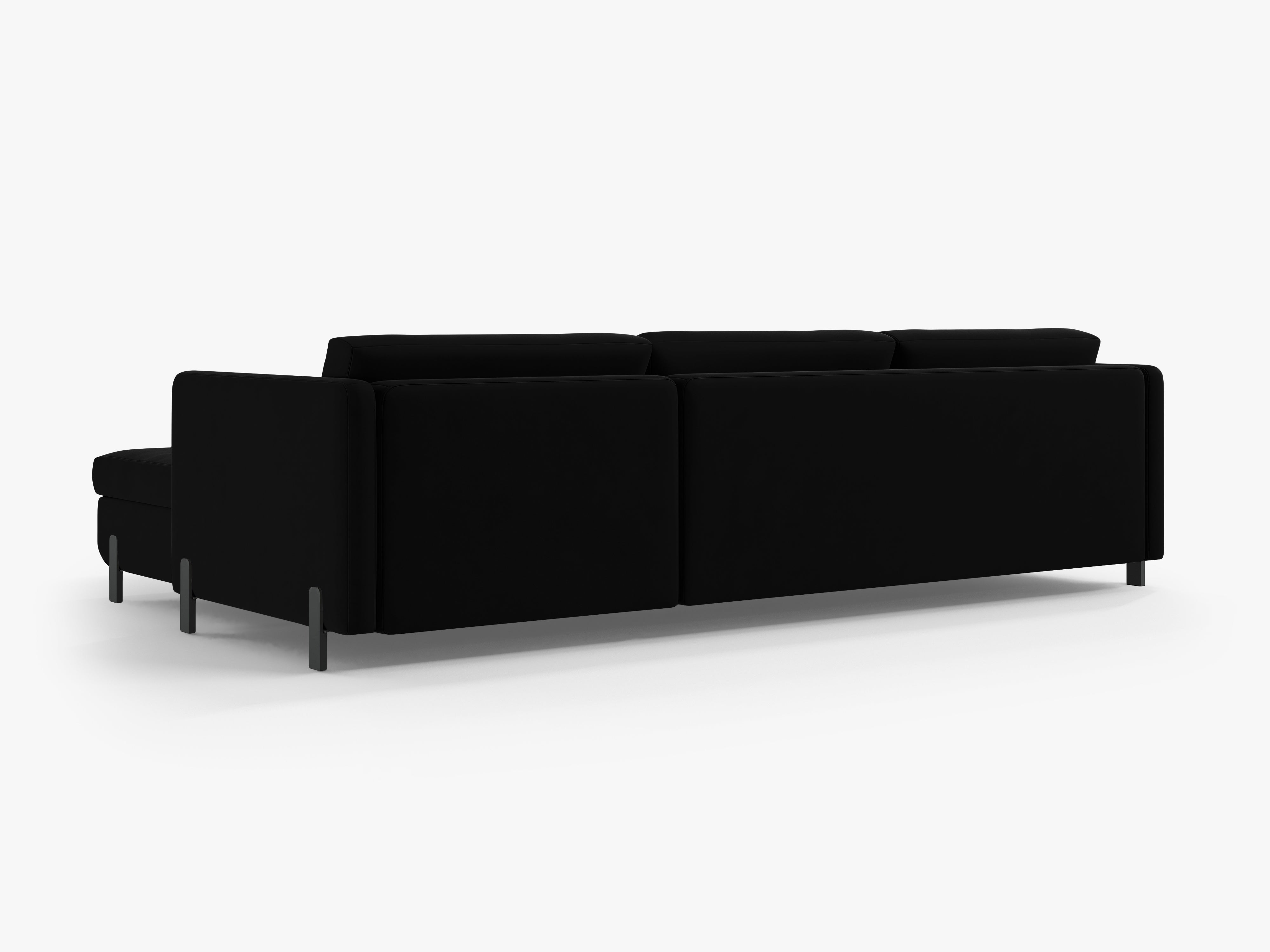 Left-facing velvet corner sofa for 4 people with sleeping function GLORIA black