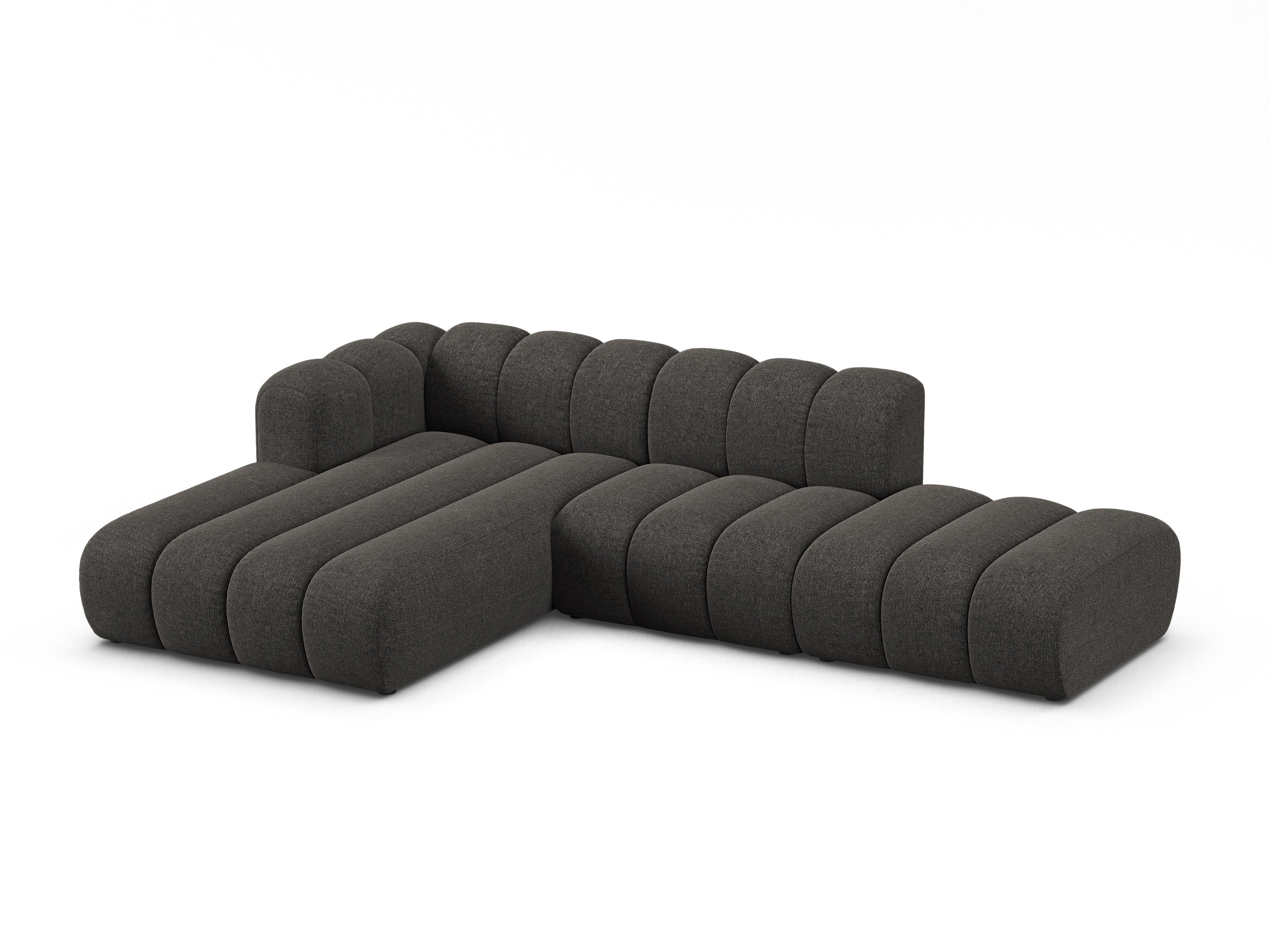Left-facing 5-seater corner sofa LUPINE gray chenille