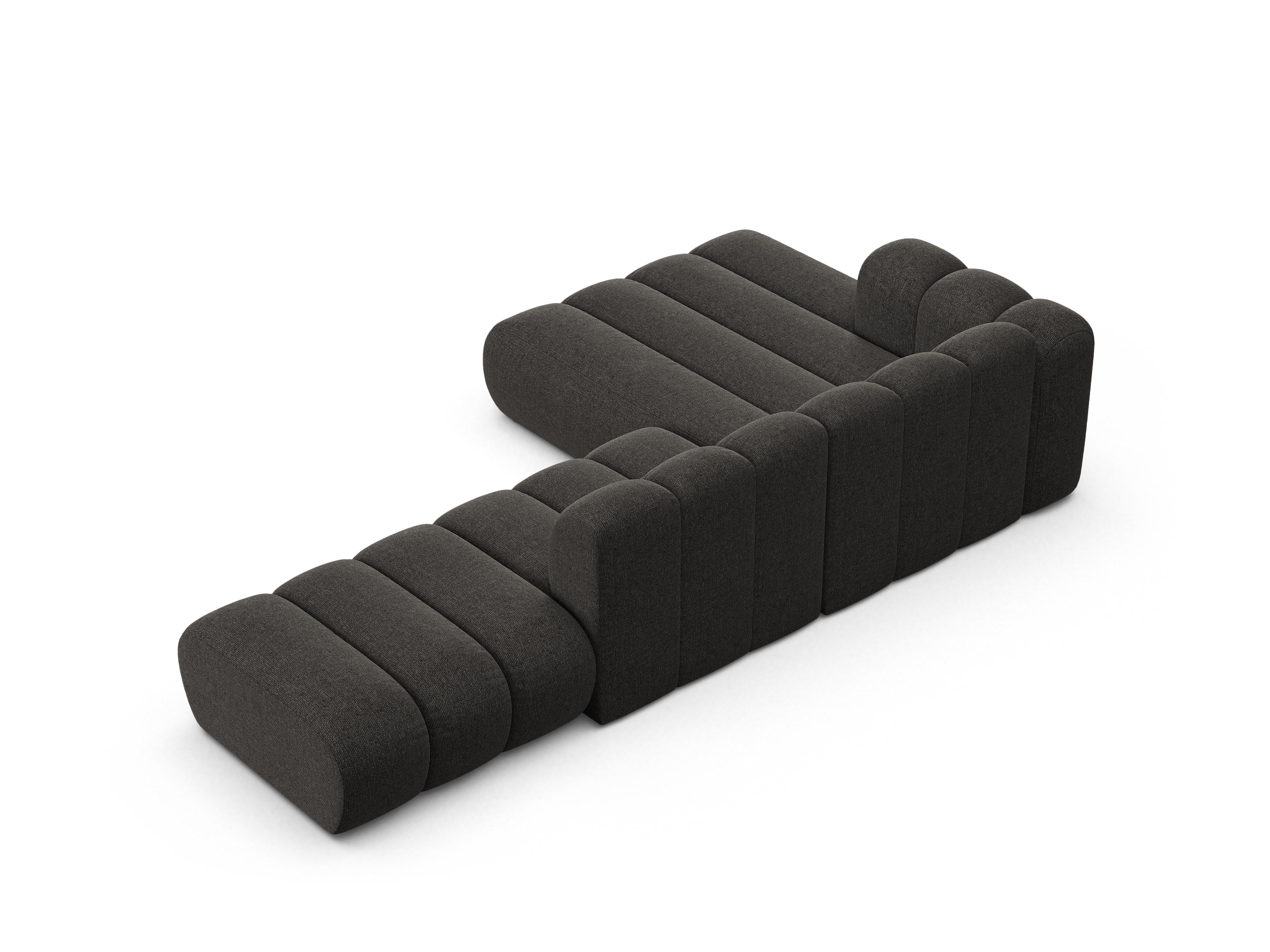Left-facing 5-seater corner sofa LUPINE gray chenille